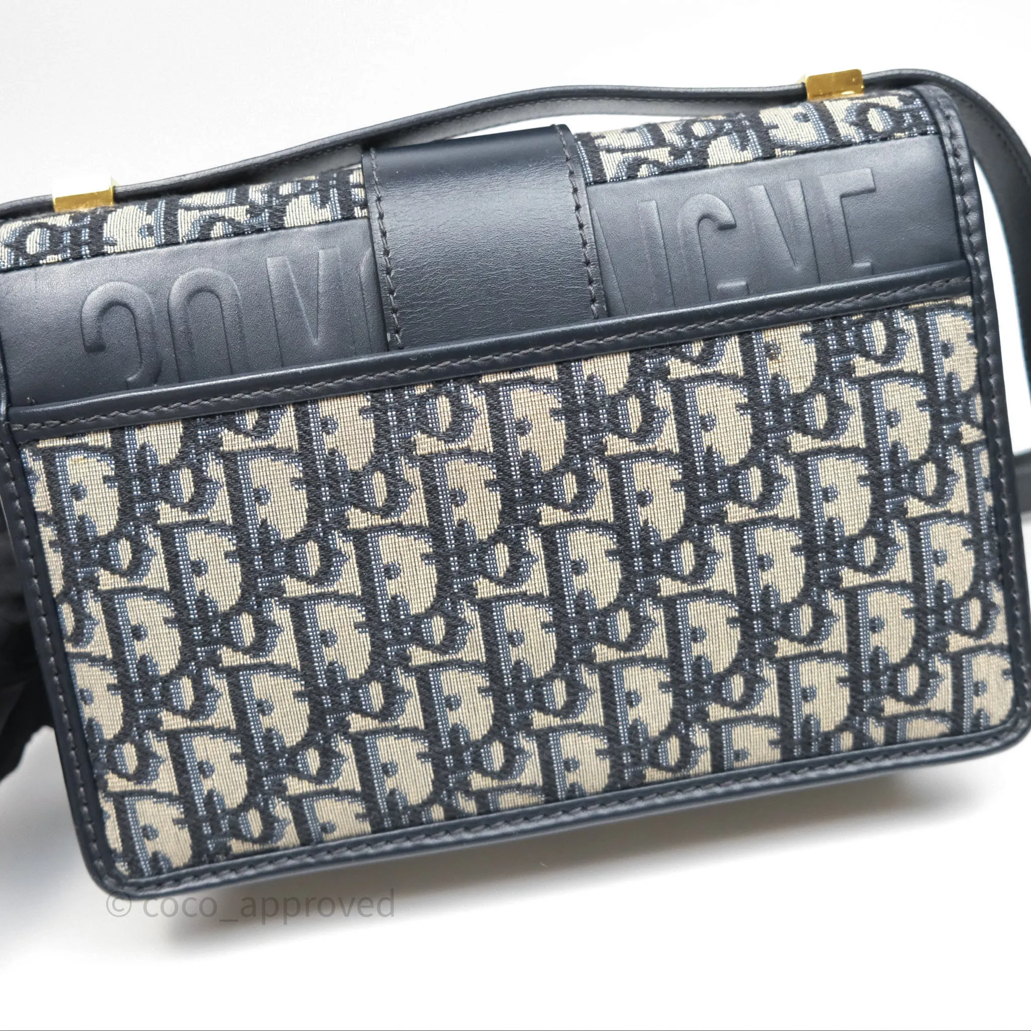Christian Dior 30 Montaigne Bag Blue Dior Oblique Jacquard Gold Hardware
