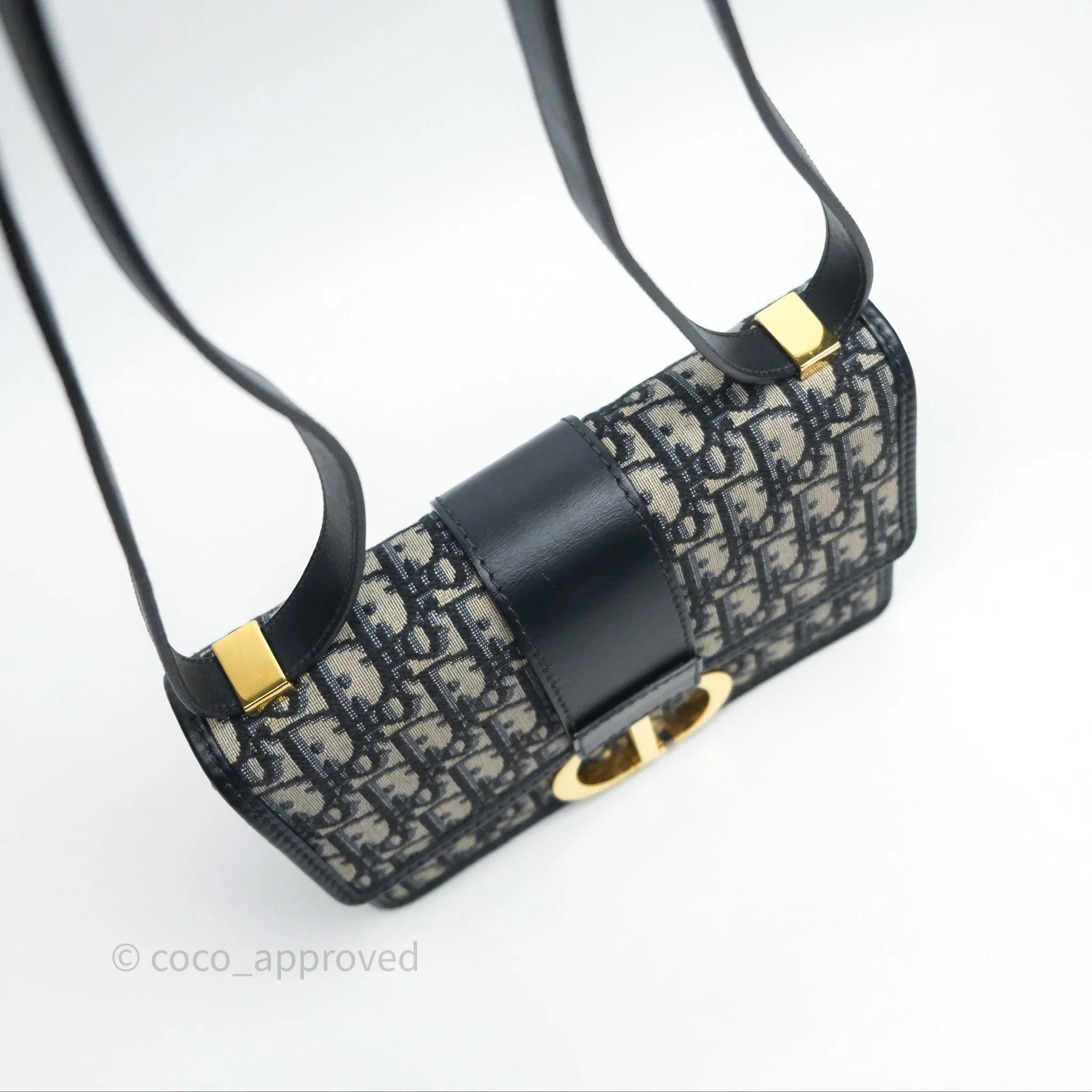 Christian Dior 30 Montaigne Bag Blue Dior Oblique Jacquard Gold Hardware