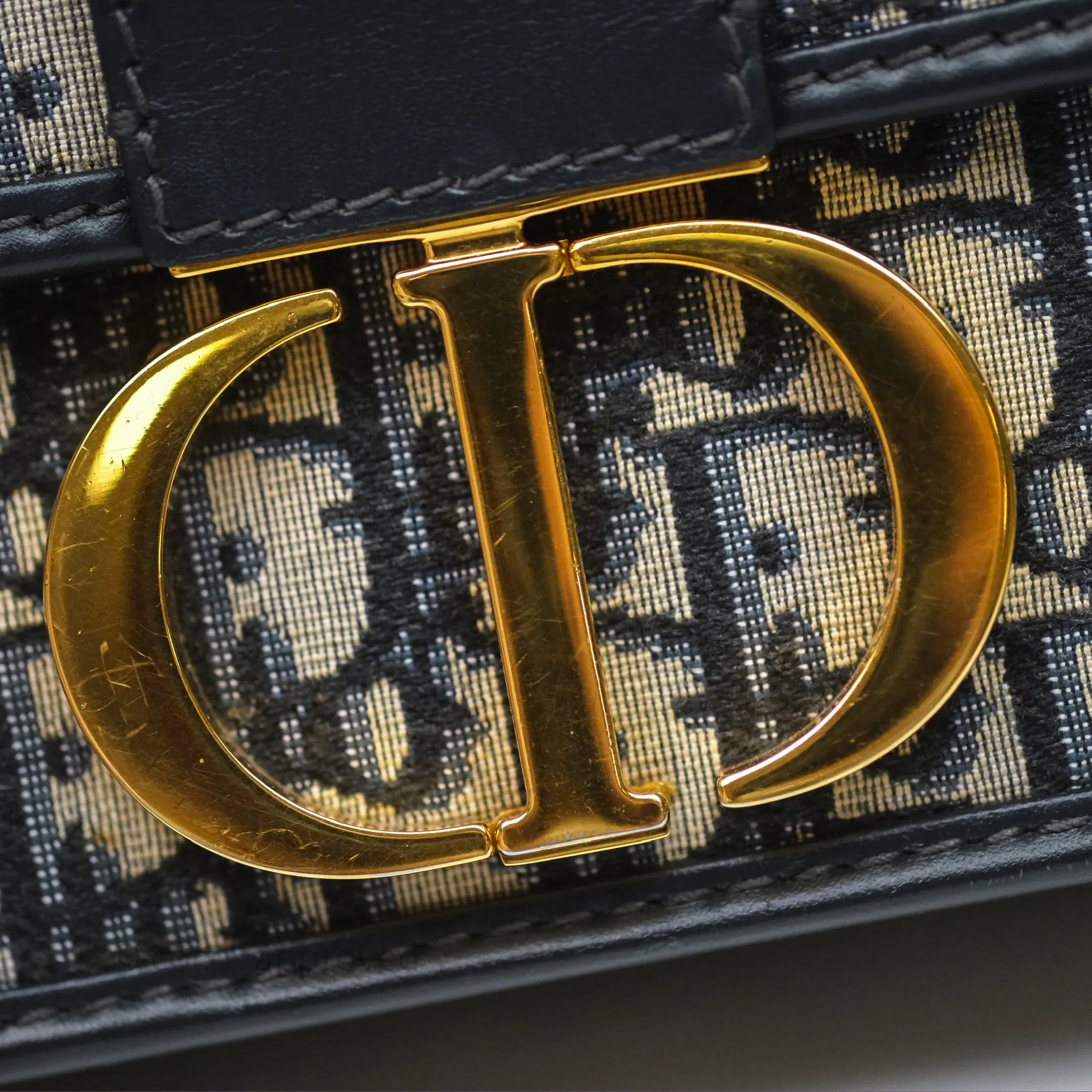 Christian Dior 30 Montaigne Bag Blue Dior Oblique Jacquard Gold Hardware