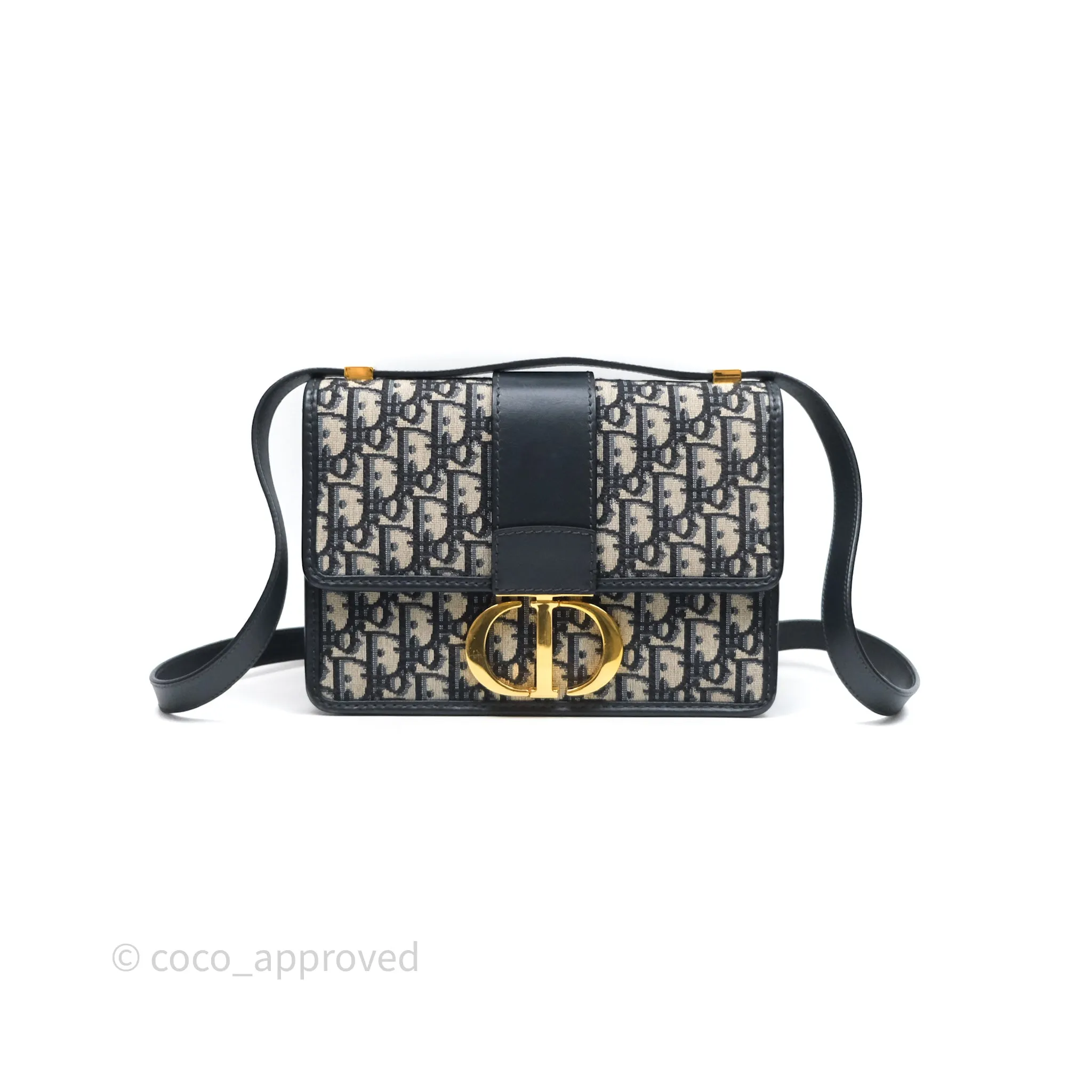 Christian Dior 30 Montaigne Bag Blue Dior Oblique Jacquard Gold Hardware