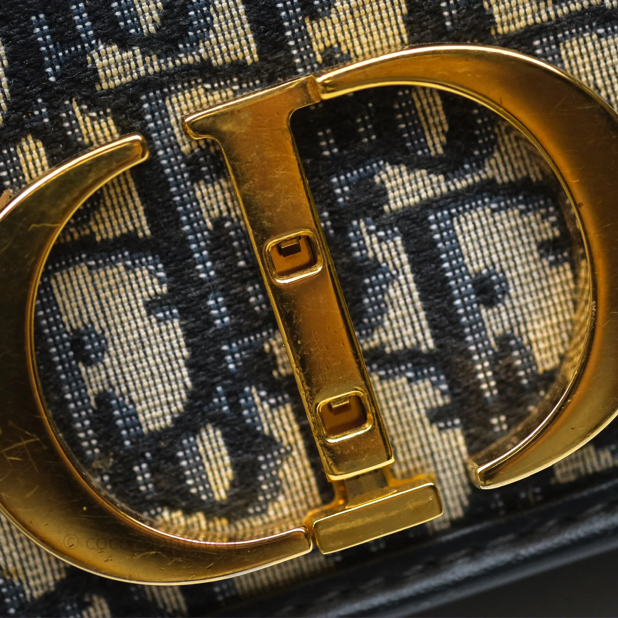 Christian Dior 30 Montaigne Bag Blue Dior Oblique Jacquard Gold Hardware