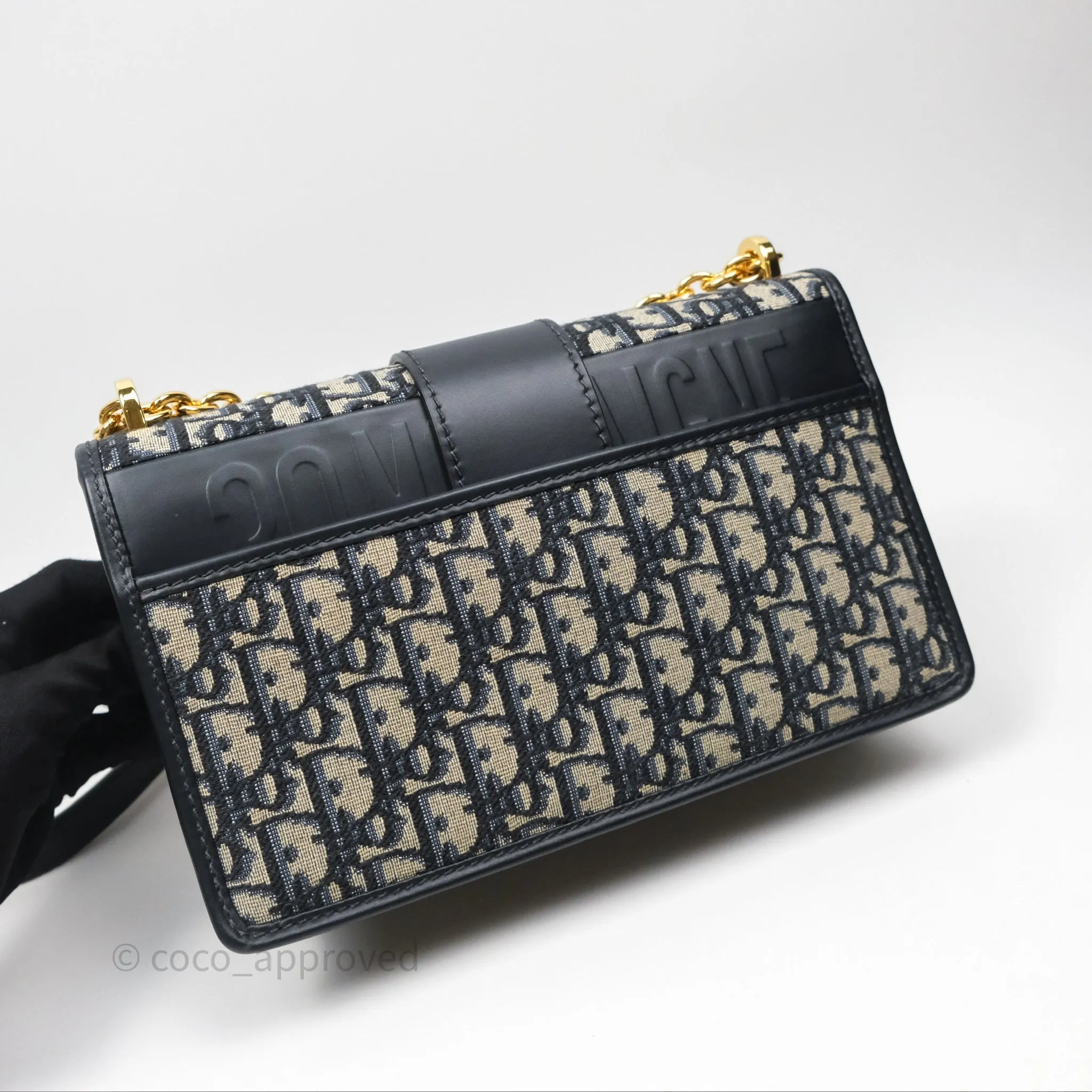 Christian Dior 30 Montaigne Chain Bag Blue Dior Oblique Jacquard