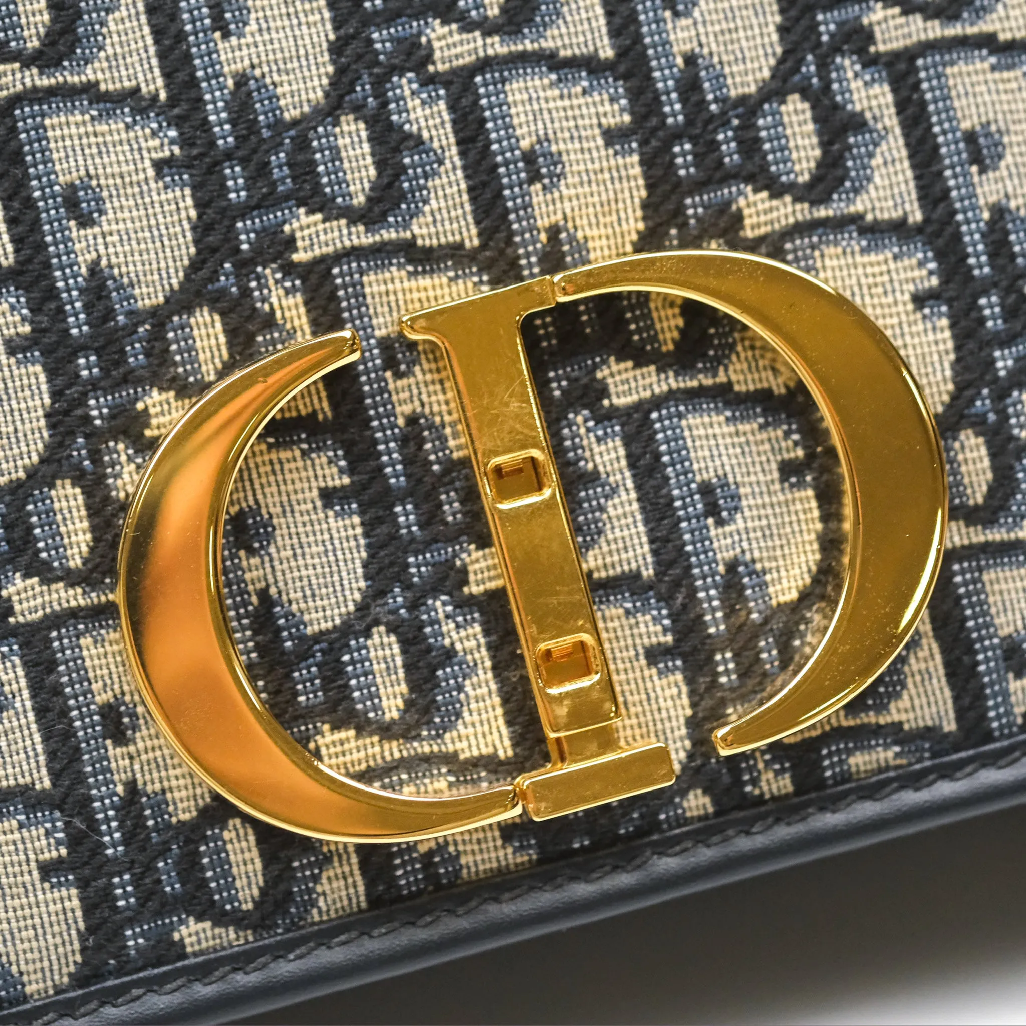 Christian Dior 30 Montaigne Chain Bag Blue Dior Oblique Jacquard
