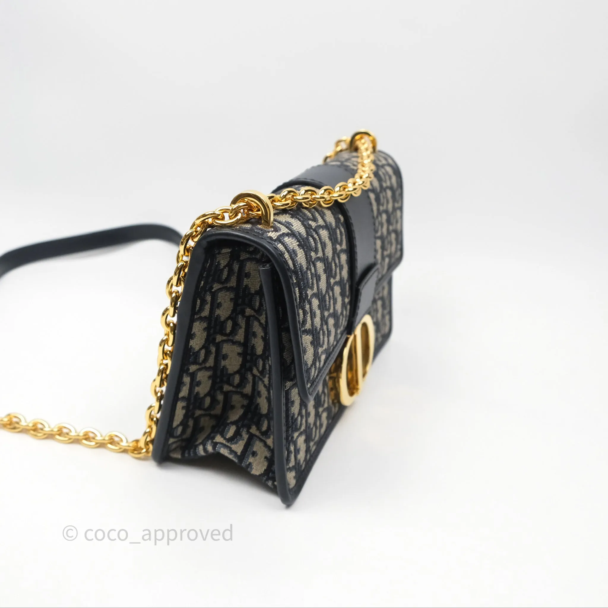 Christian Dior 30 Montaigne Chain Bag Blue Dior Oblique Jacquard
