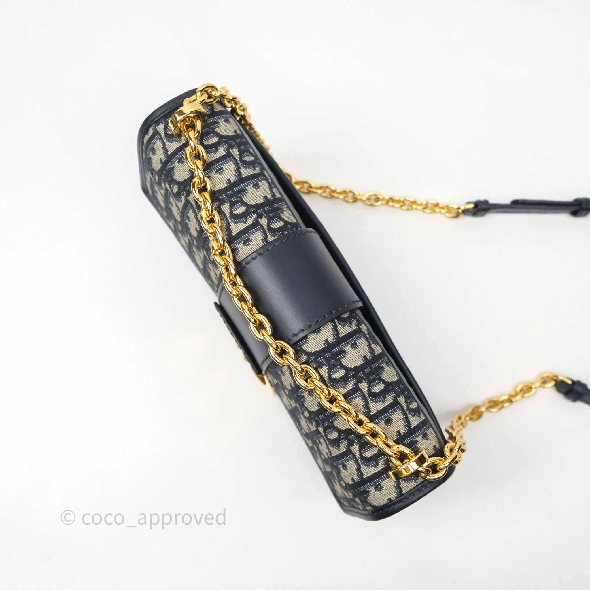Christian Dior 30 Montaigne Chain Bag Blue Dior Oblique Jacquard