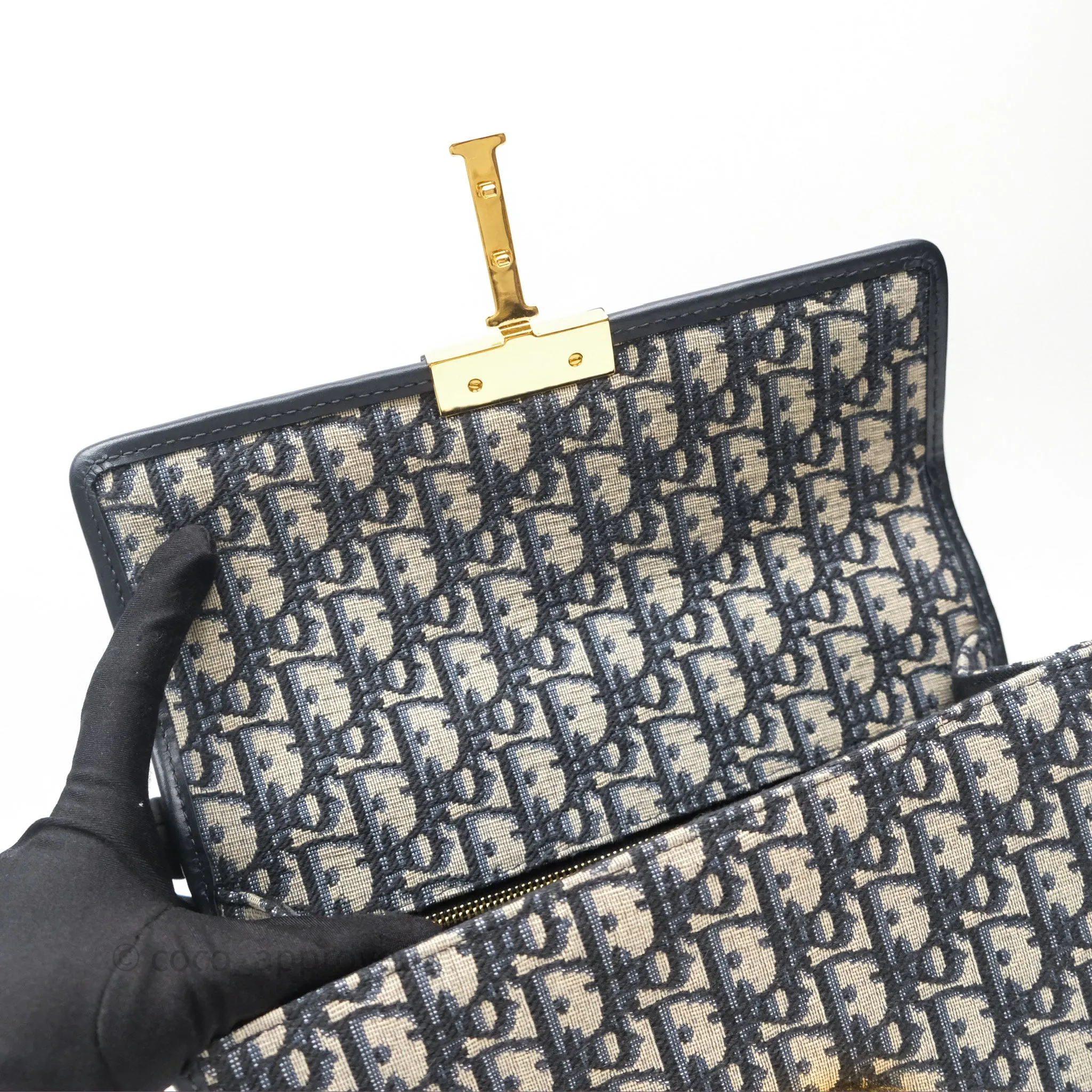 Christian Dior 30 Montaigne Chain Bag Blue Dior Oblique Jacquard