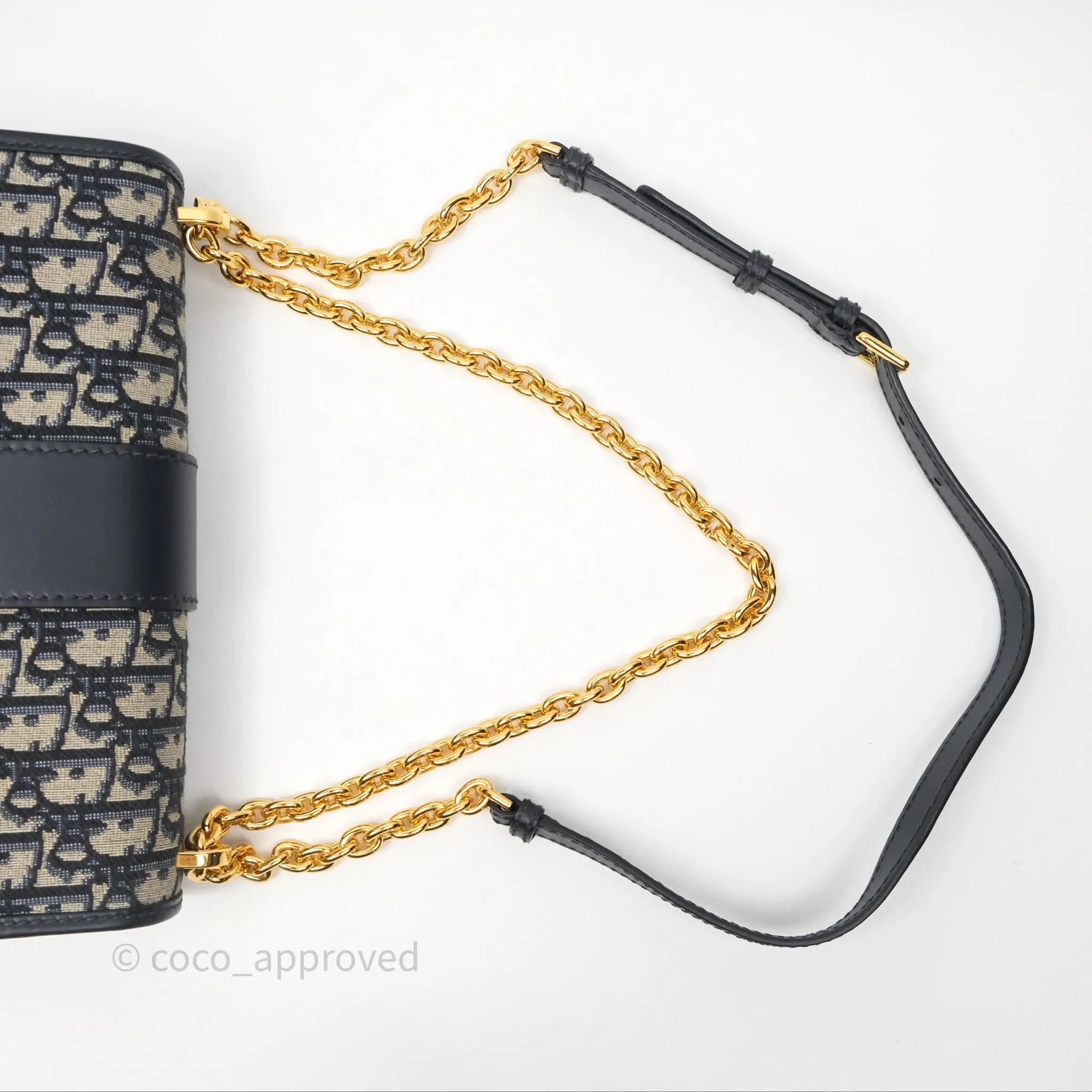Christian Dior 30 Montaigne Chain Bag Blue Dior Oblique Jacquard