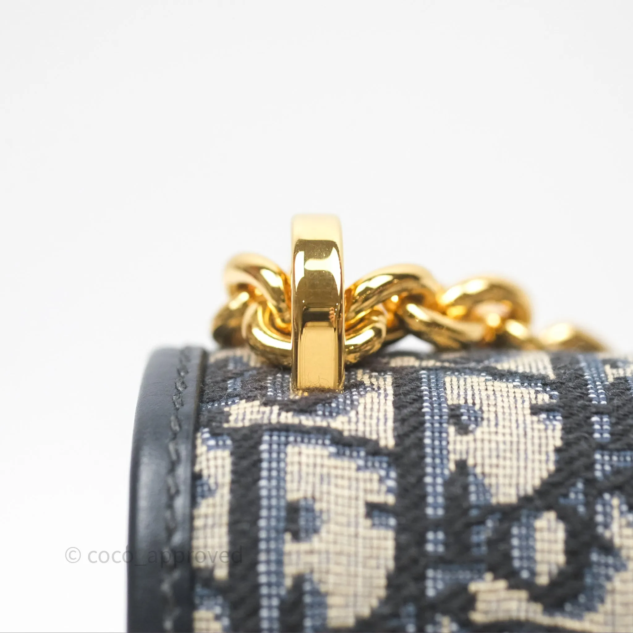 Christian Dior 30 Montaigne Chain Bag Blue Dior Oblique Jacquard