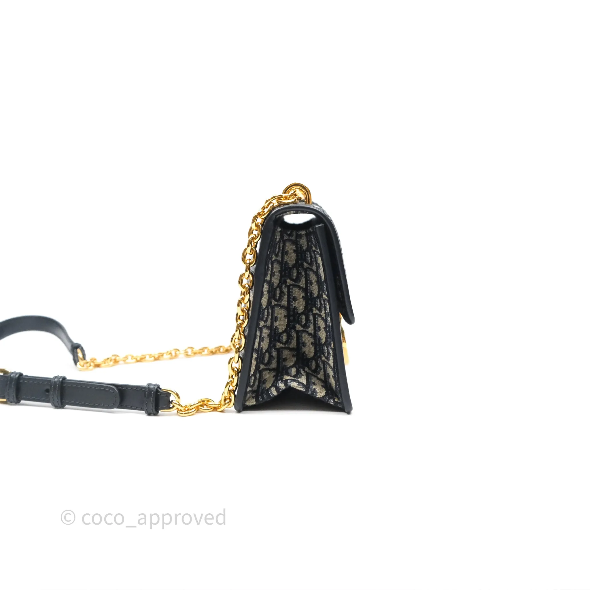 Christian Dior 30 Montaigne Chain Bag Blue Dior Oblique Jacquard