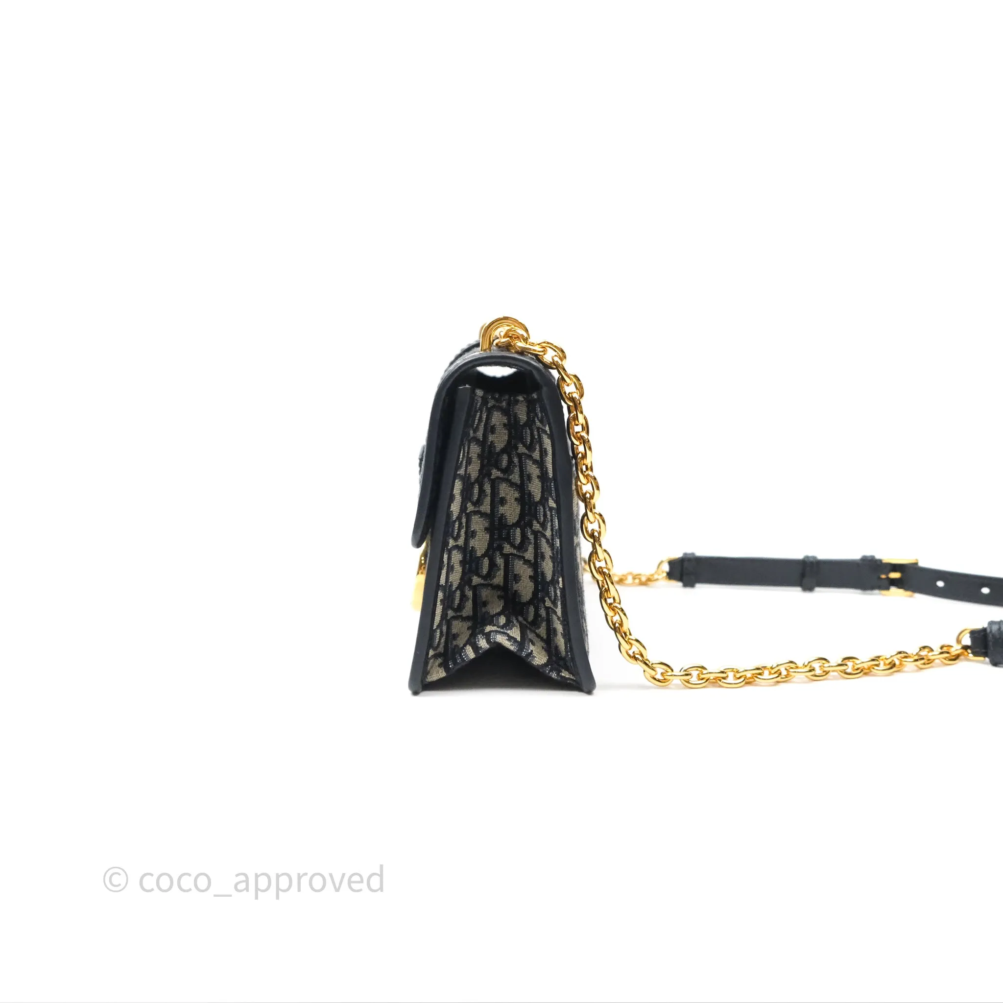 Christian Dior 30 Montaigne Chain Bag Blue Dior Oblique Jacquard