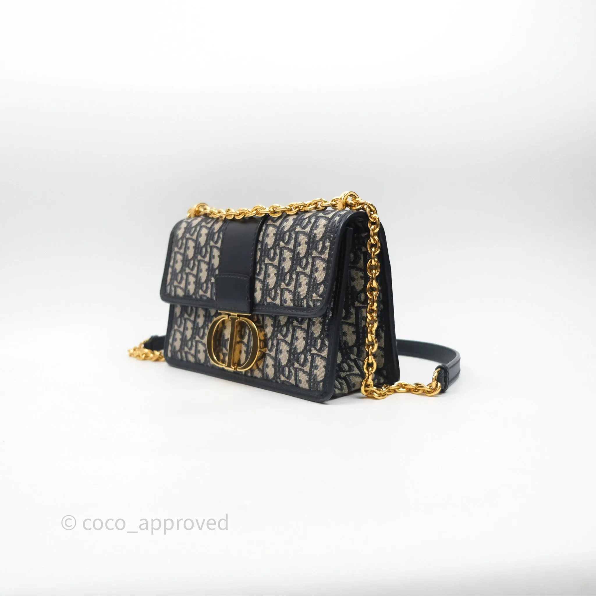 Christian Dior 30 Montaigne with Chain Blue Dior Oblique Jacquard