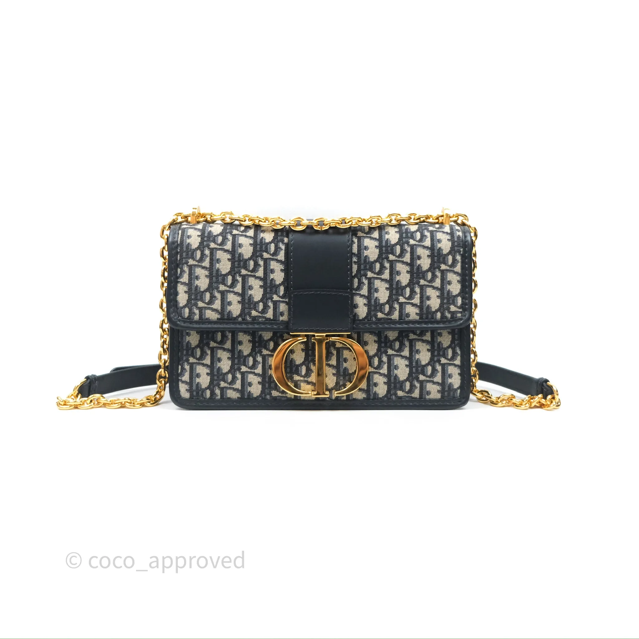Christian Dior 30 Montaigne with Chain Blue Dior Oblique Jacquard
