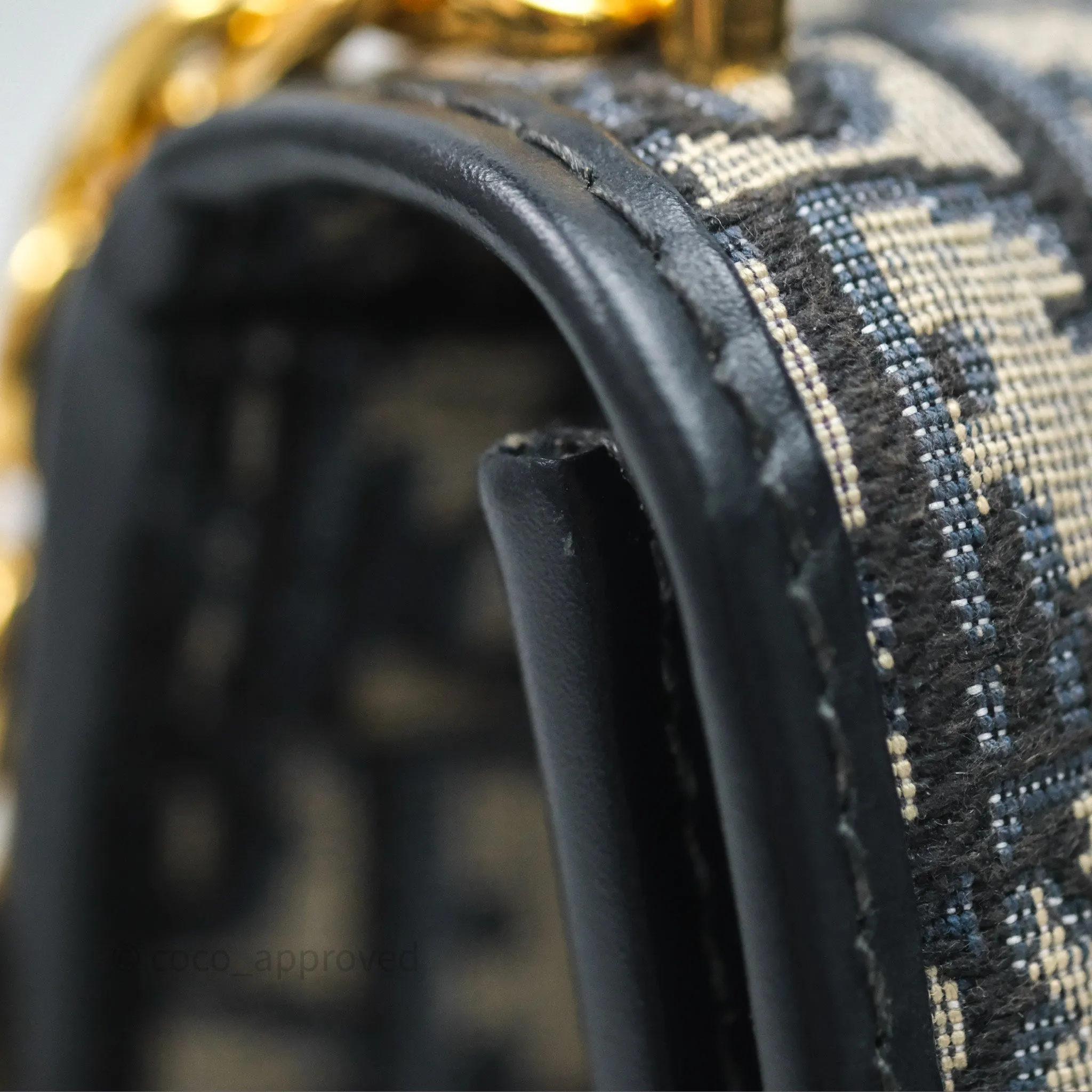 Christian Dior 30 Montaigne with Chain Blue Dior Oblique Jacquard