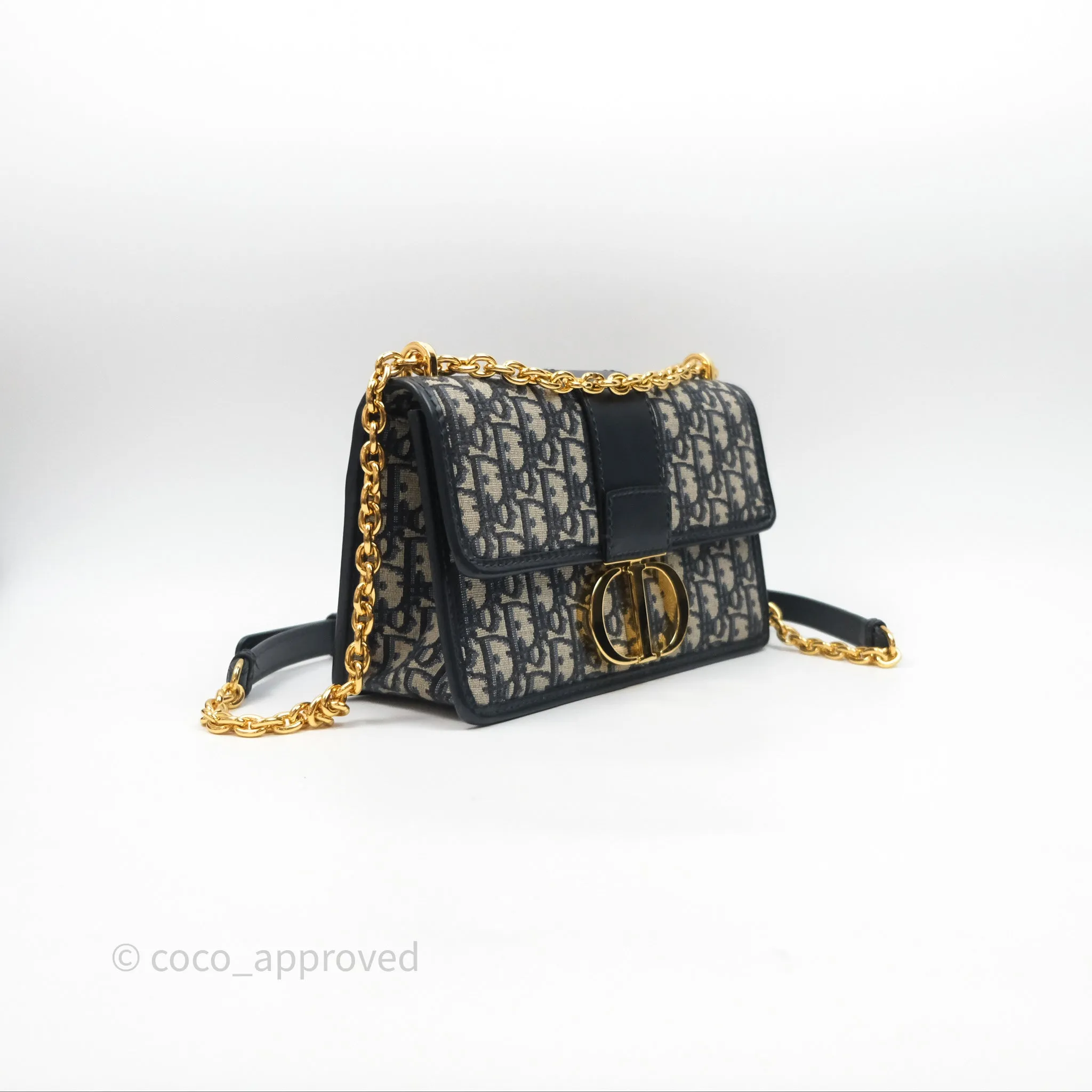 Christian Dior 30 Montaigne with Chain Blue Dior Oblique Jacquard