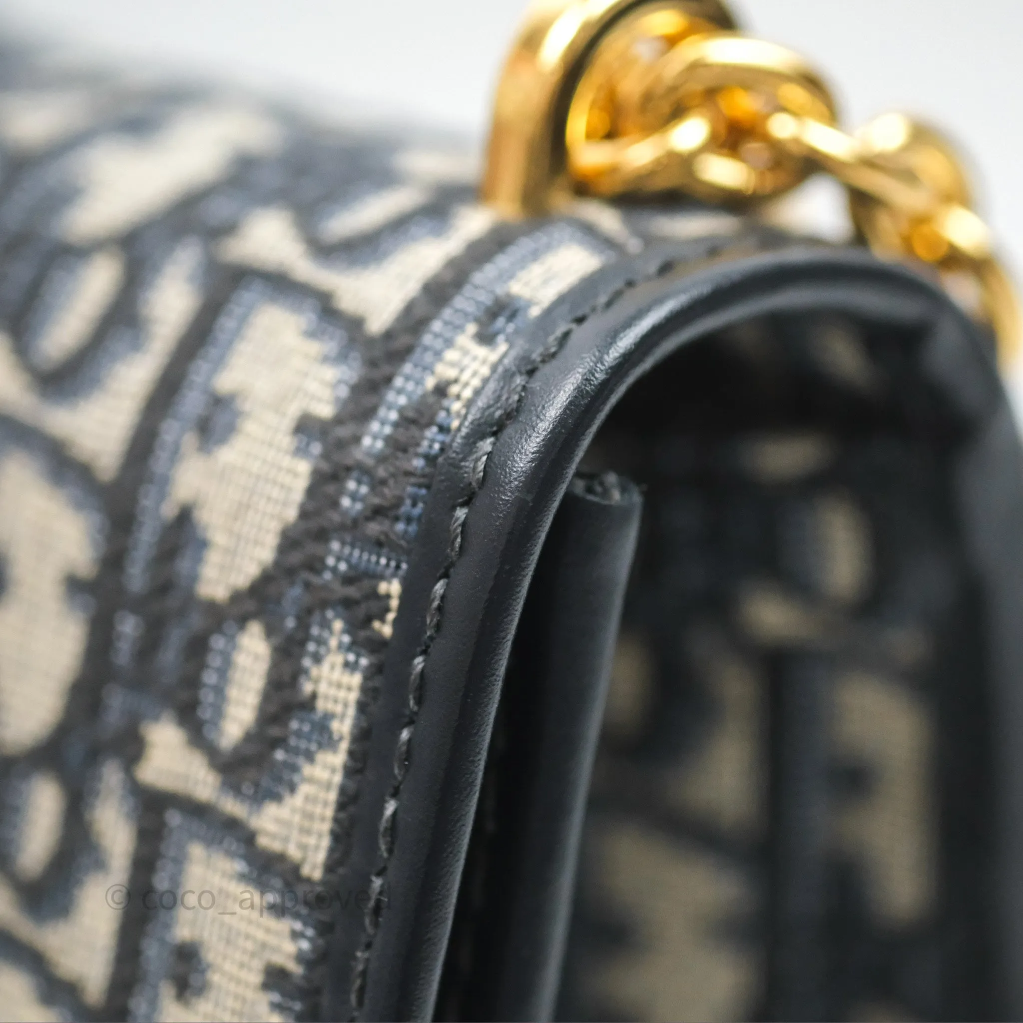 Christian Dior 30 Montaigne with Chain Blue Dior Oblique Jacquard
