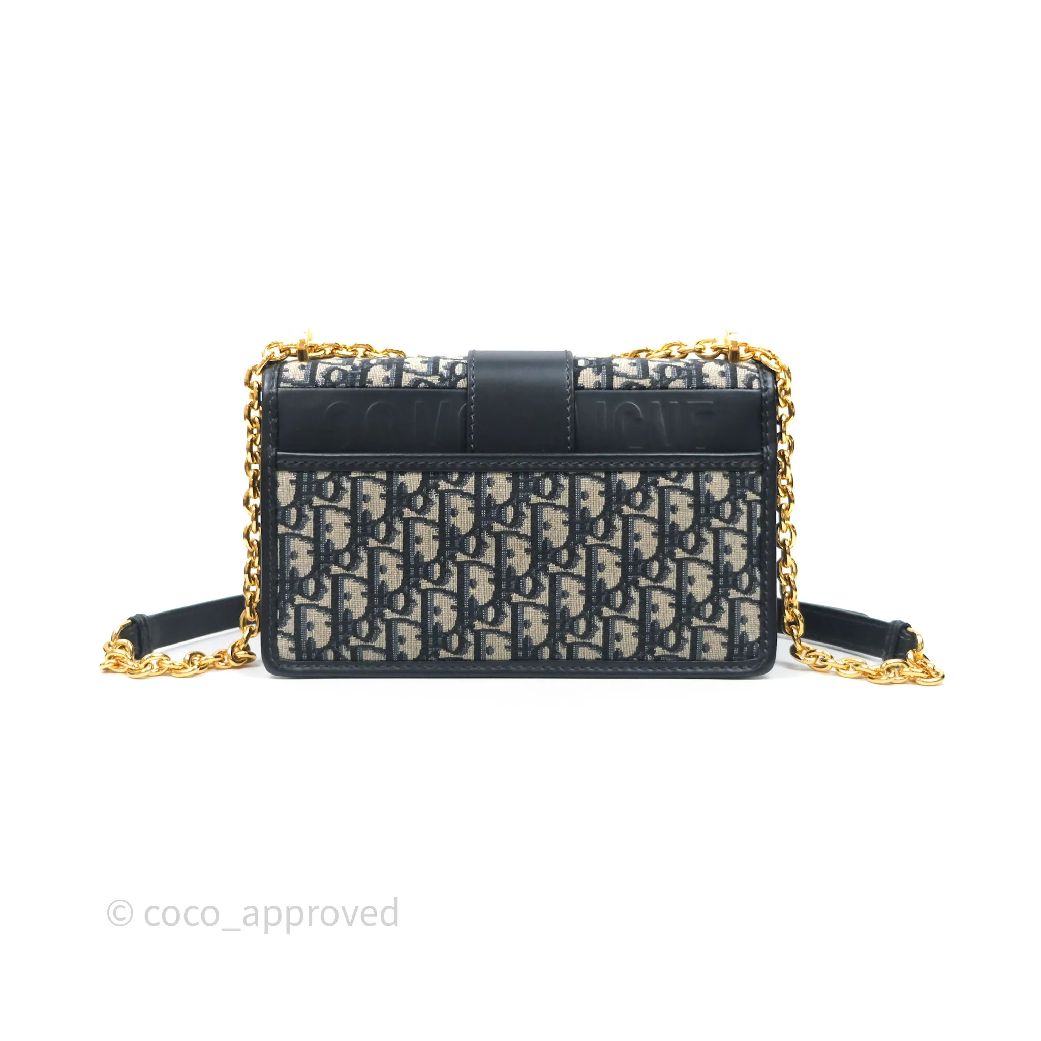 Christian Dior 30 Montaigne with Chain Blue Dior Oblique Jacquard