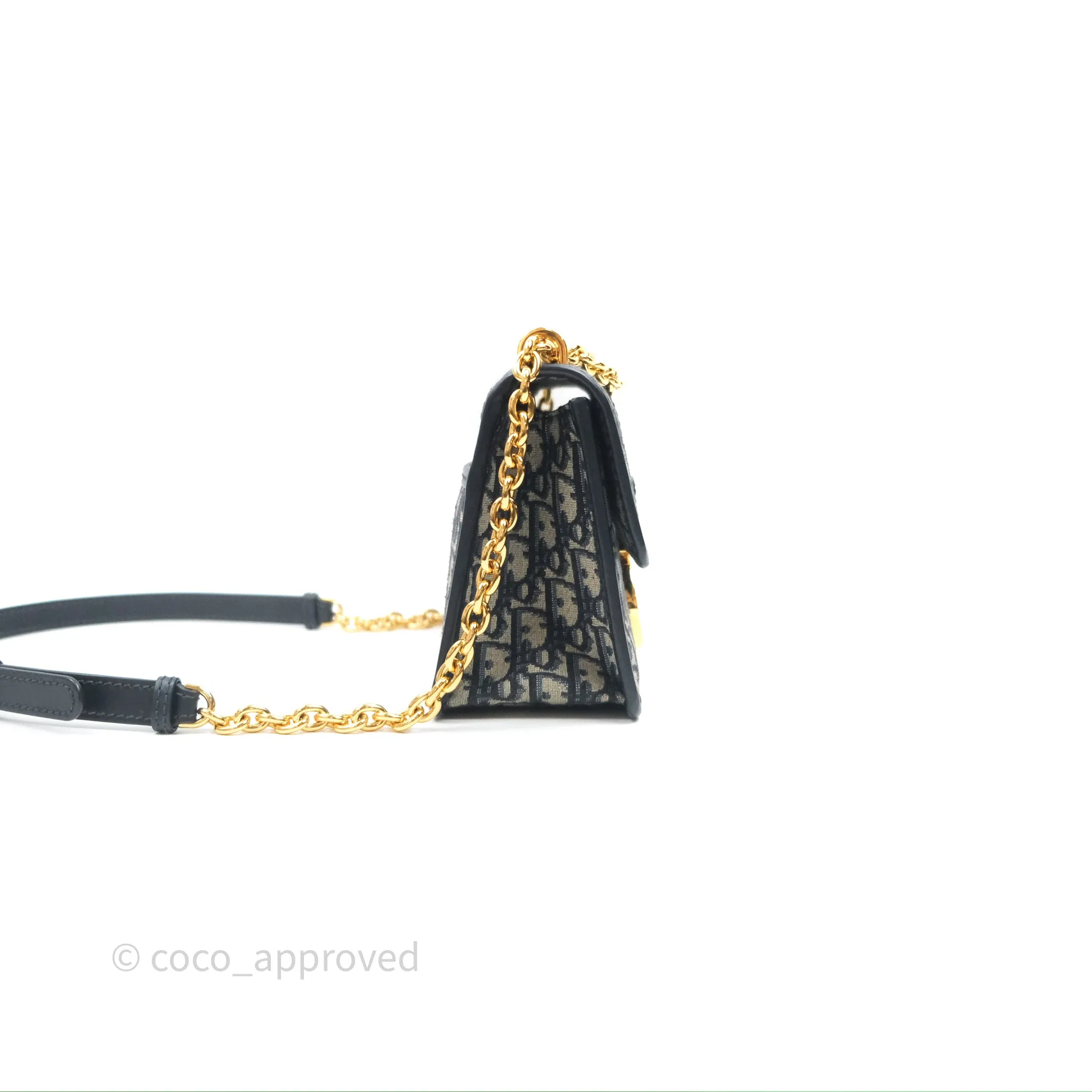 Christian Dior 30 Montaigne with Chain Blue Dior Oblique Jacquard