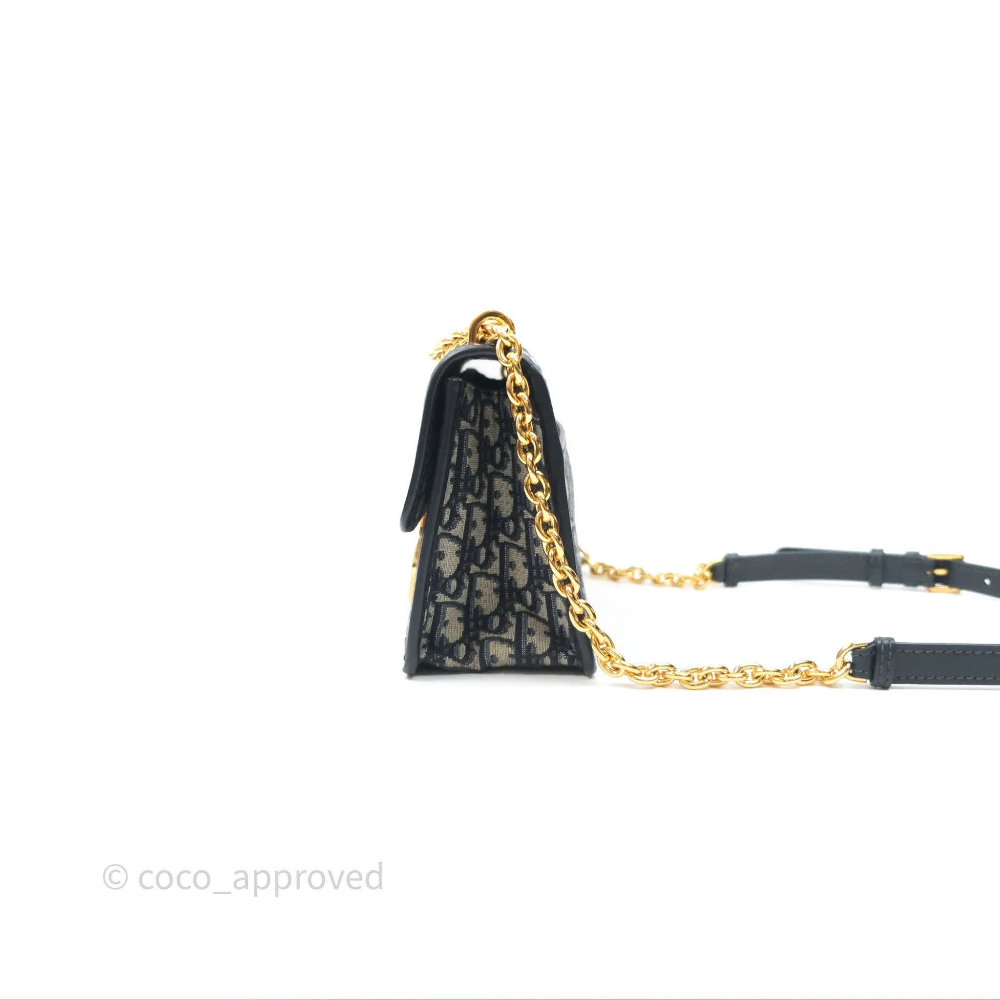 Christian Dior 30 Montaigne with Chain Blue Dior Oblique Jacquard