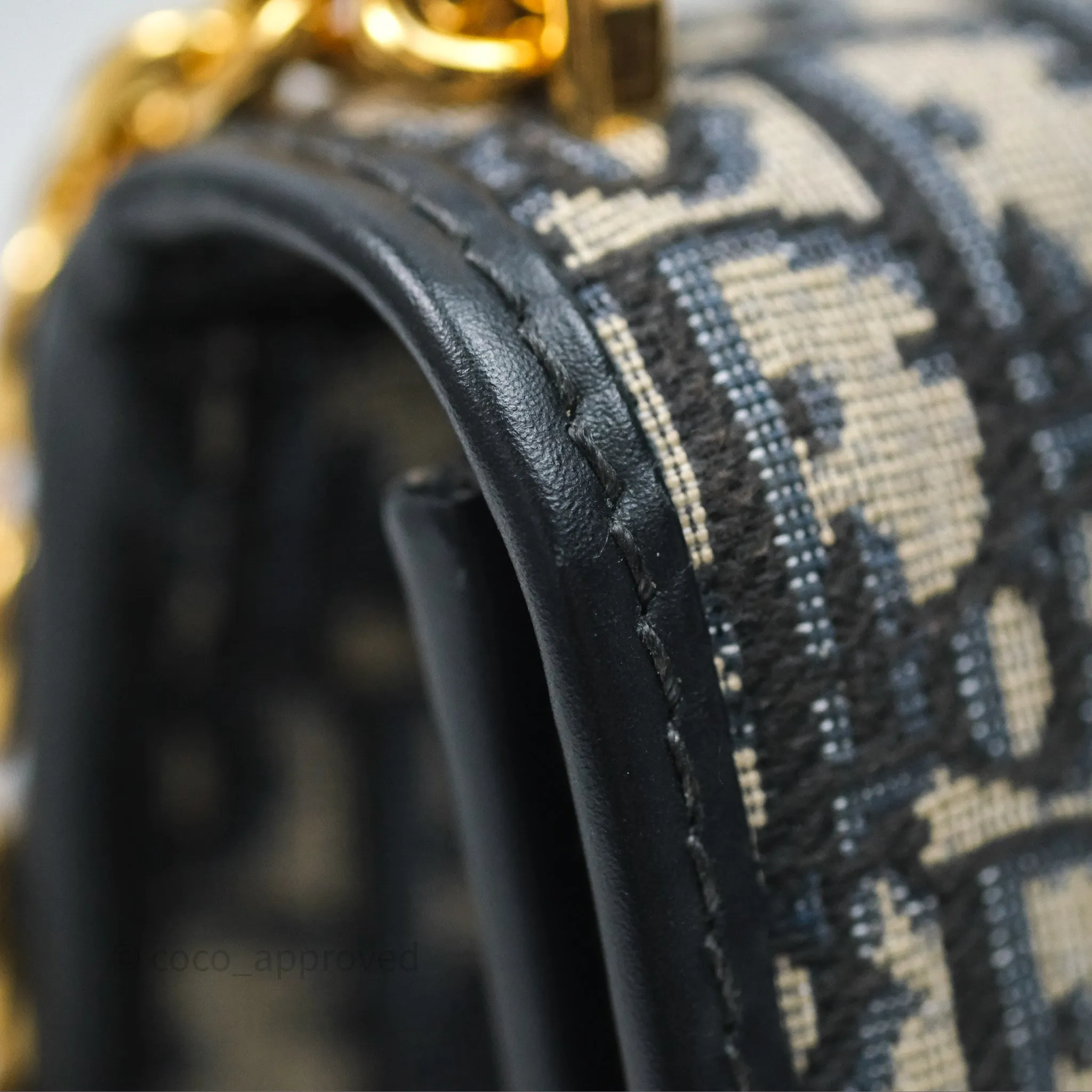 Christian Dior 30 Montaigne with Chain Blue Dior Oblique Jacquard