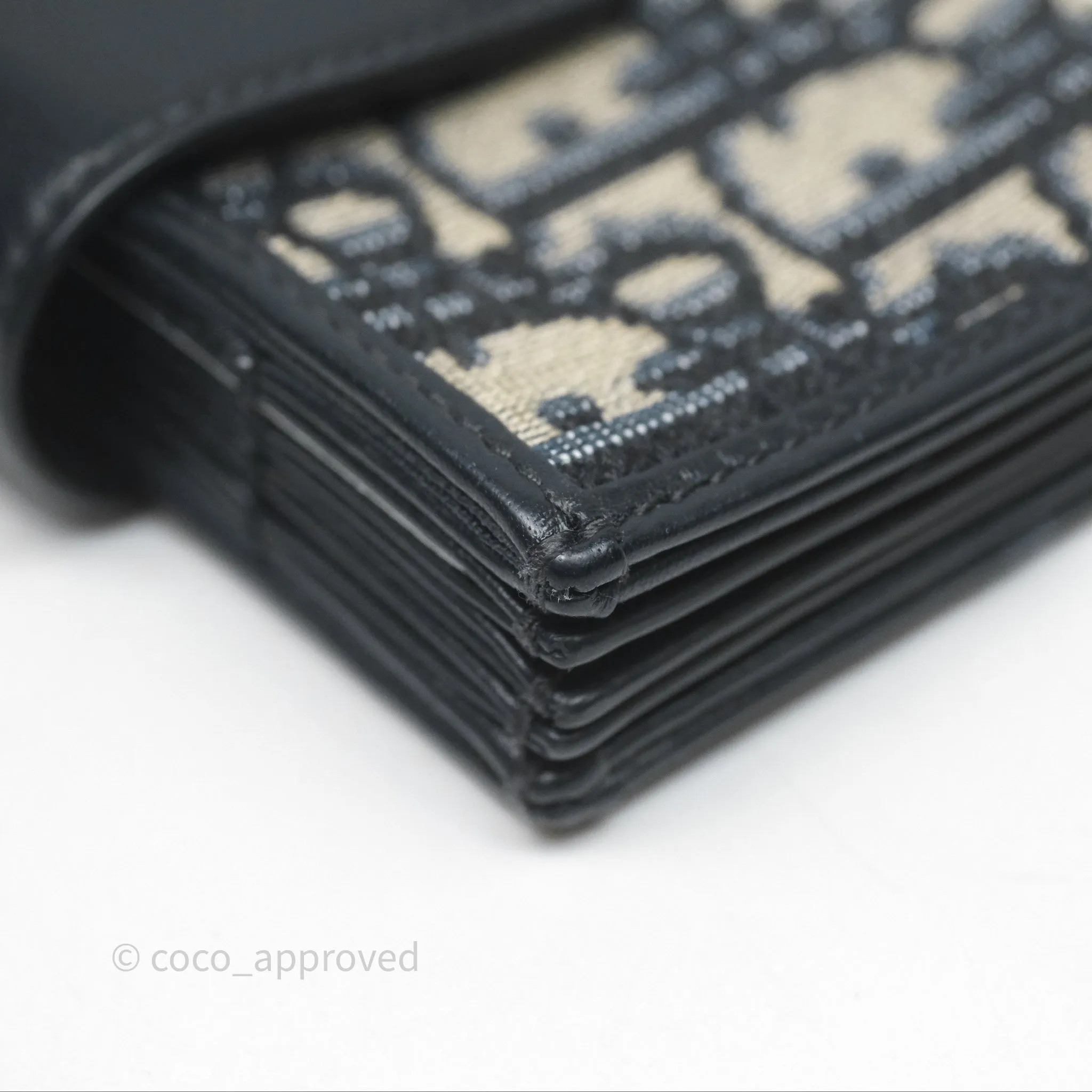 Christian Dior 5-Gusset Card Holder Blue Dior Oblique Jacquard