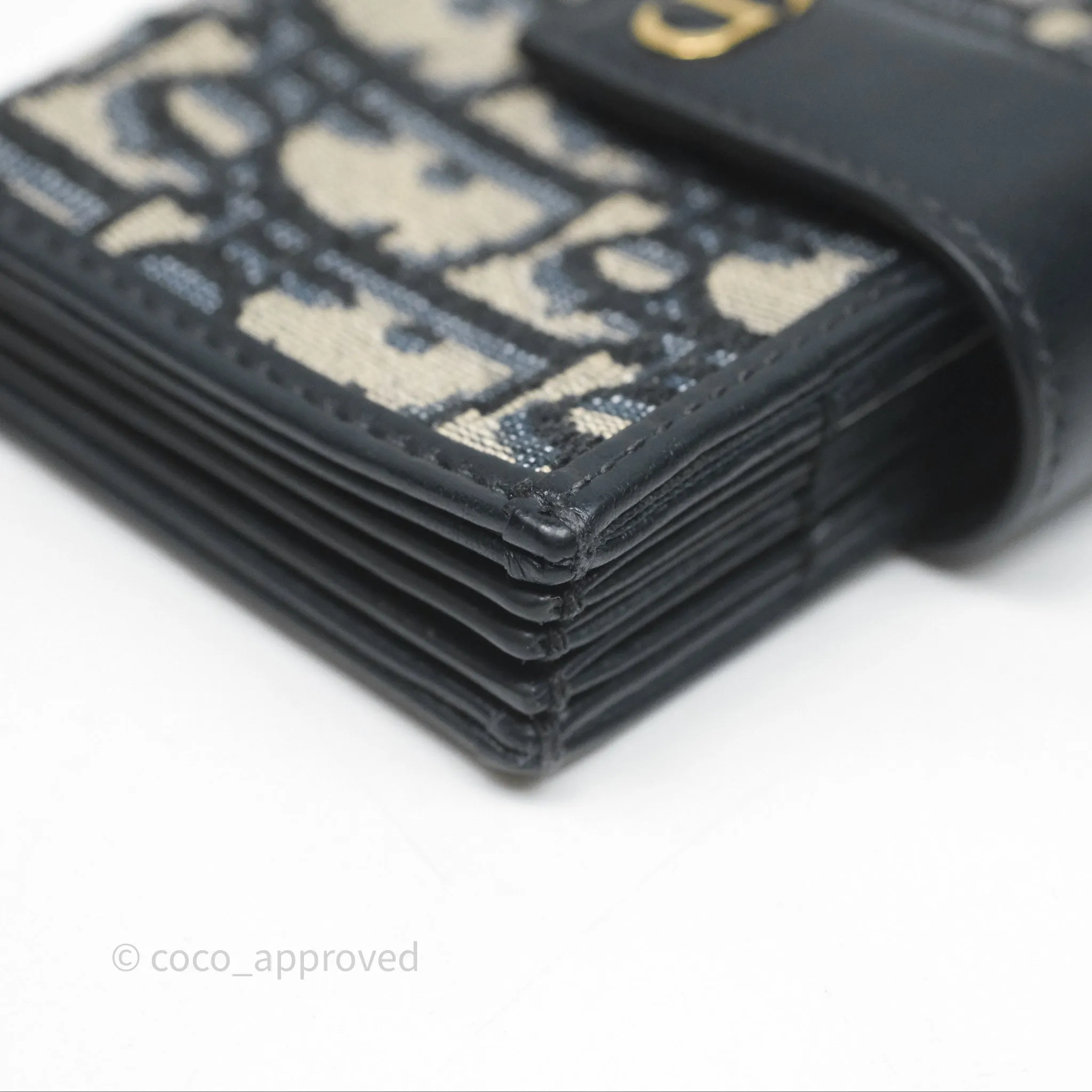 Christian Dior 5-Gusset Card Holder Blue Dior Oblique Jacquard
