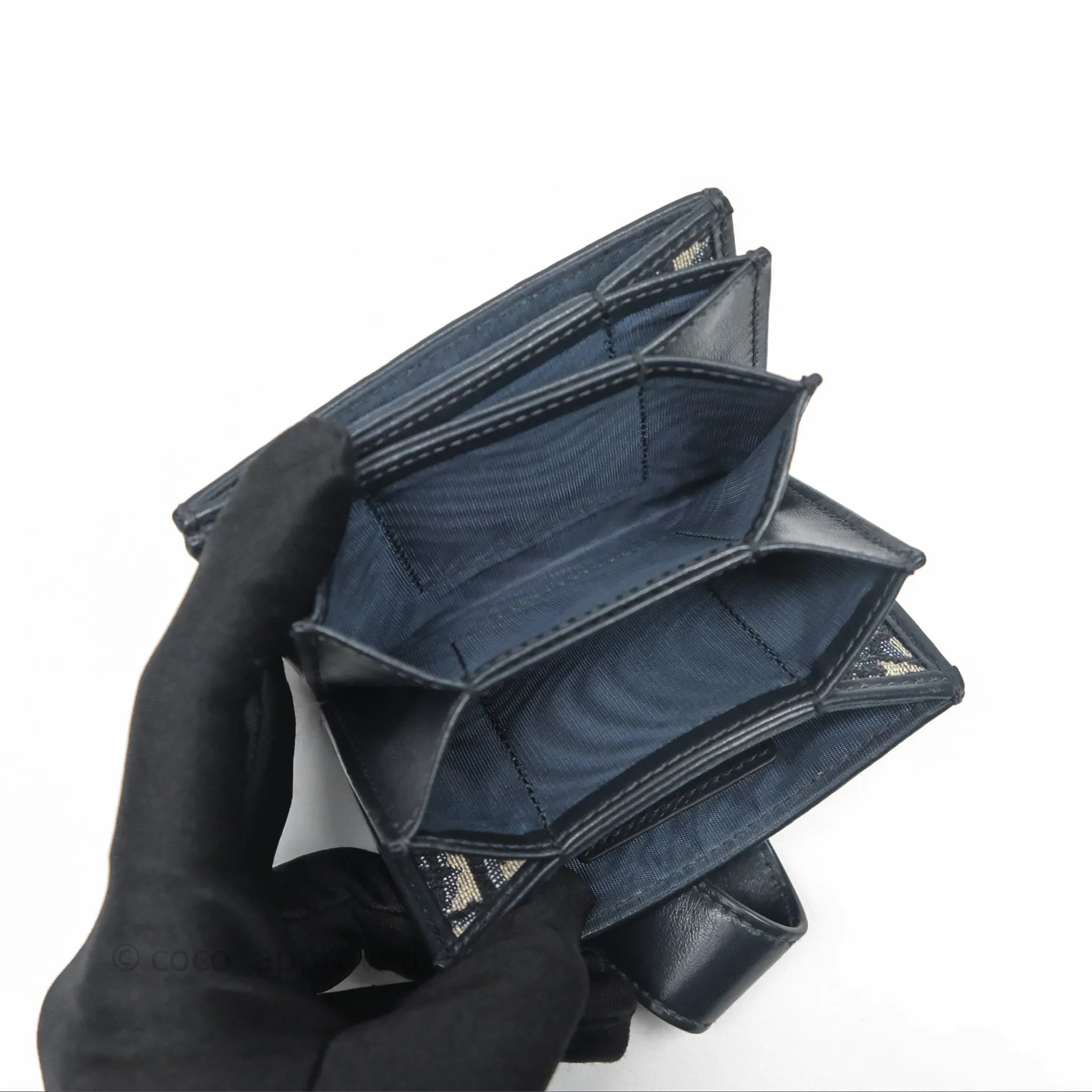 Christian Dior 5-Gusset Card Holder Blue Dior Oblique Jacquard