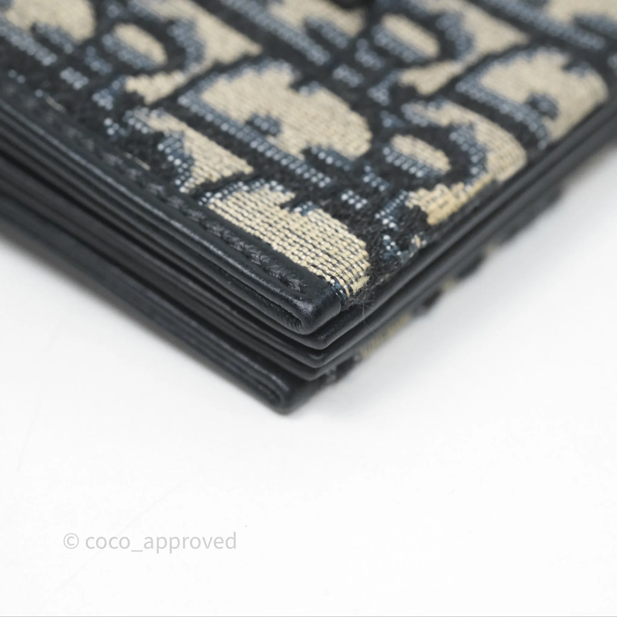 Christian Dior 5-Gusset Card Holder Blue Dior Oblique Jacquard