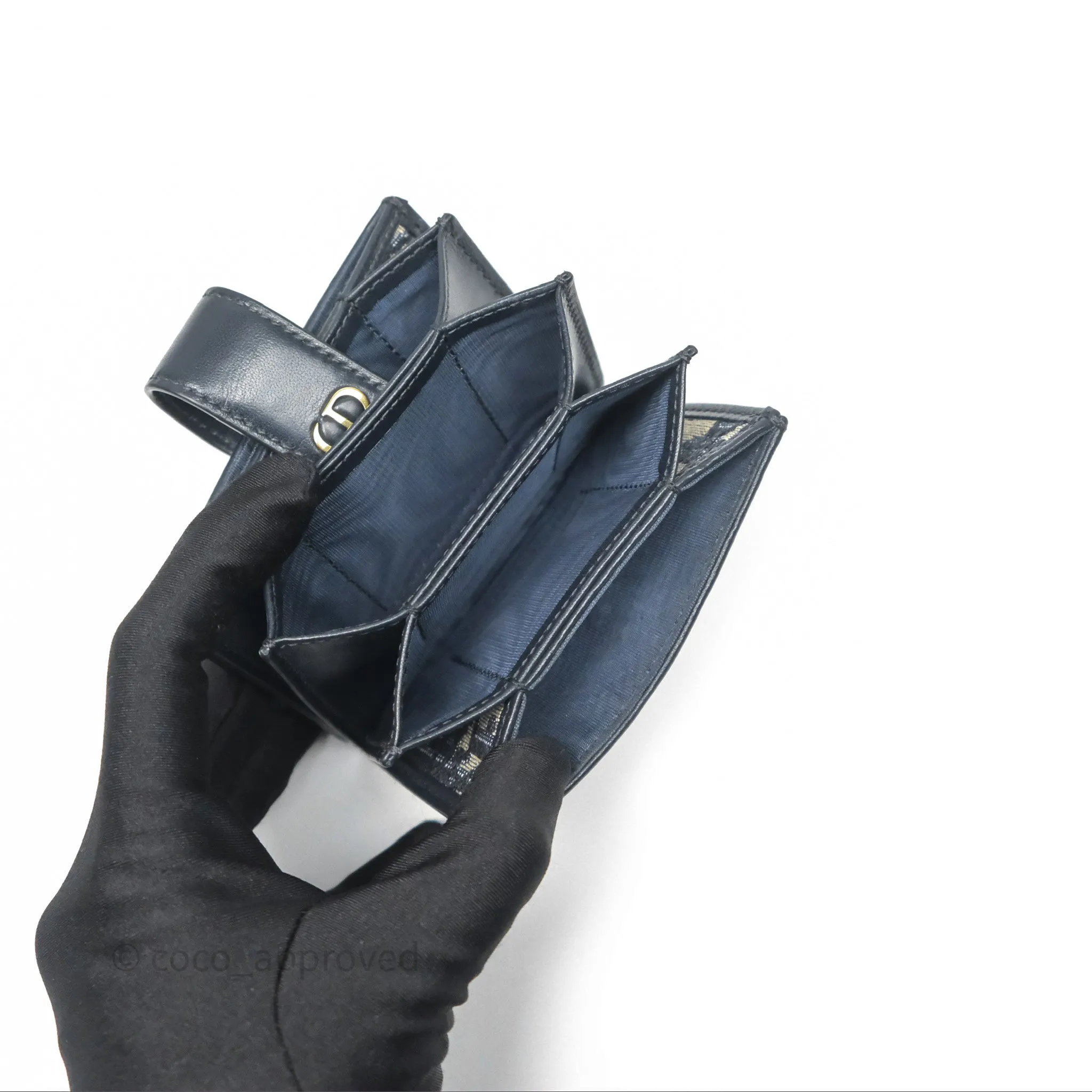 Christian Dior 5-Gusset Card Holder Blue Dior Oblique Jacquard