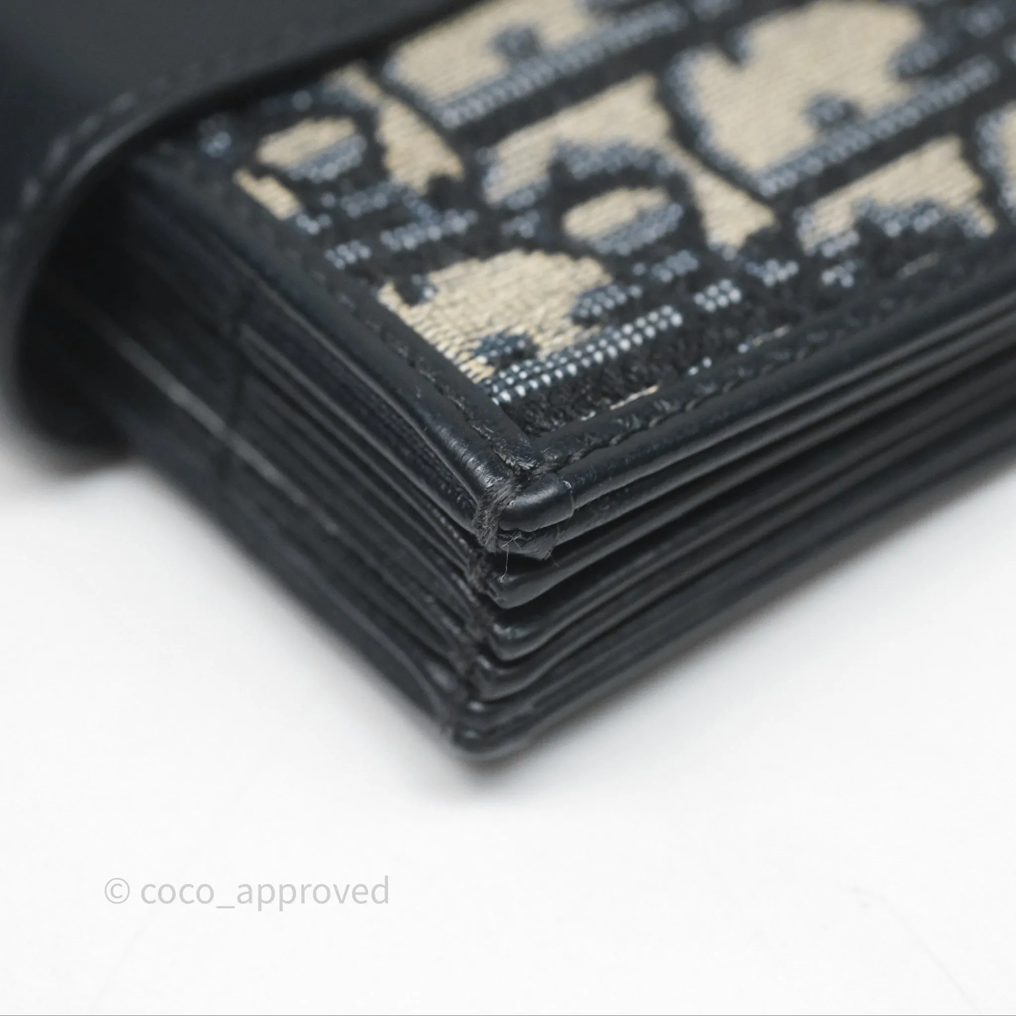 Christian Dior 5-Gusset Card Holder Blue Dior Oblique Jacquard