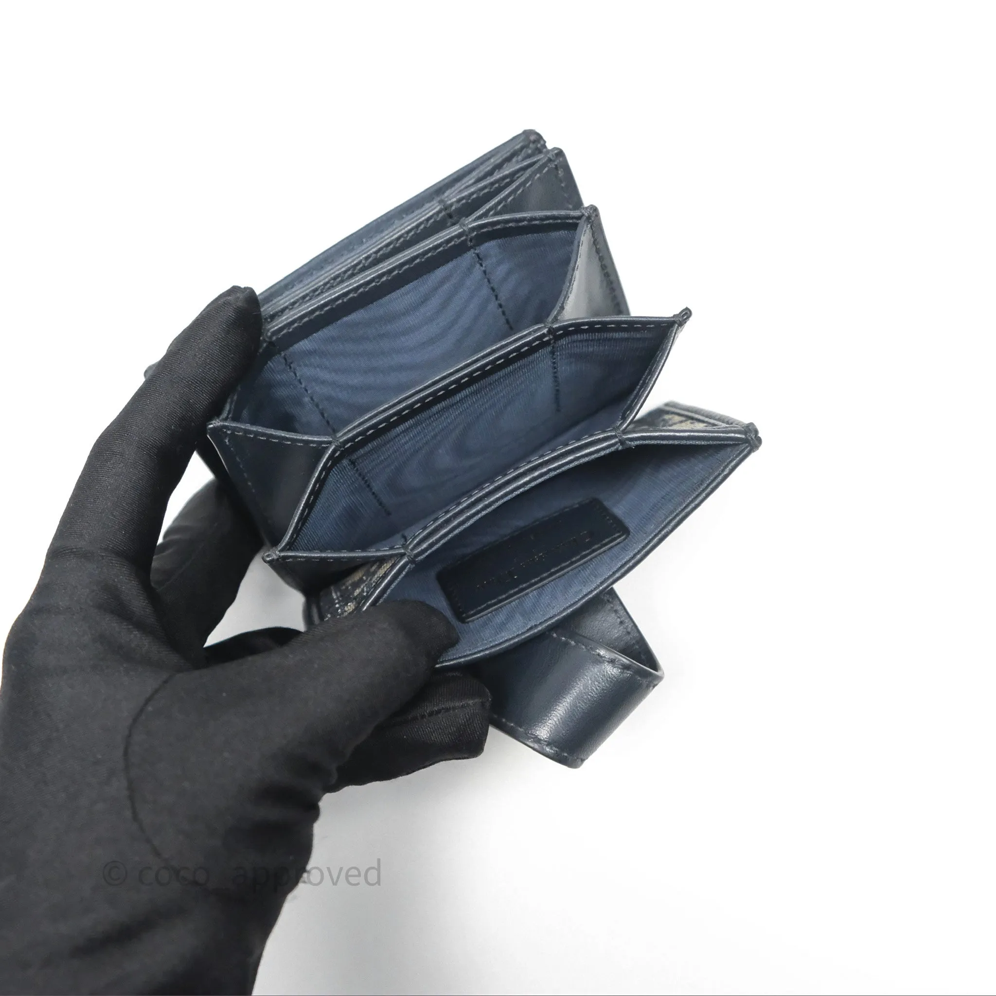 Christian Dior 5-Gusset Card Holder Blue Dior Oblique Jacquard