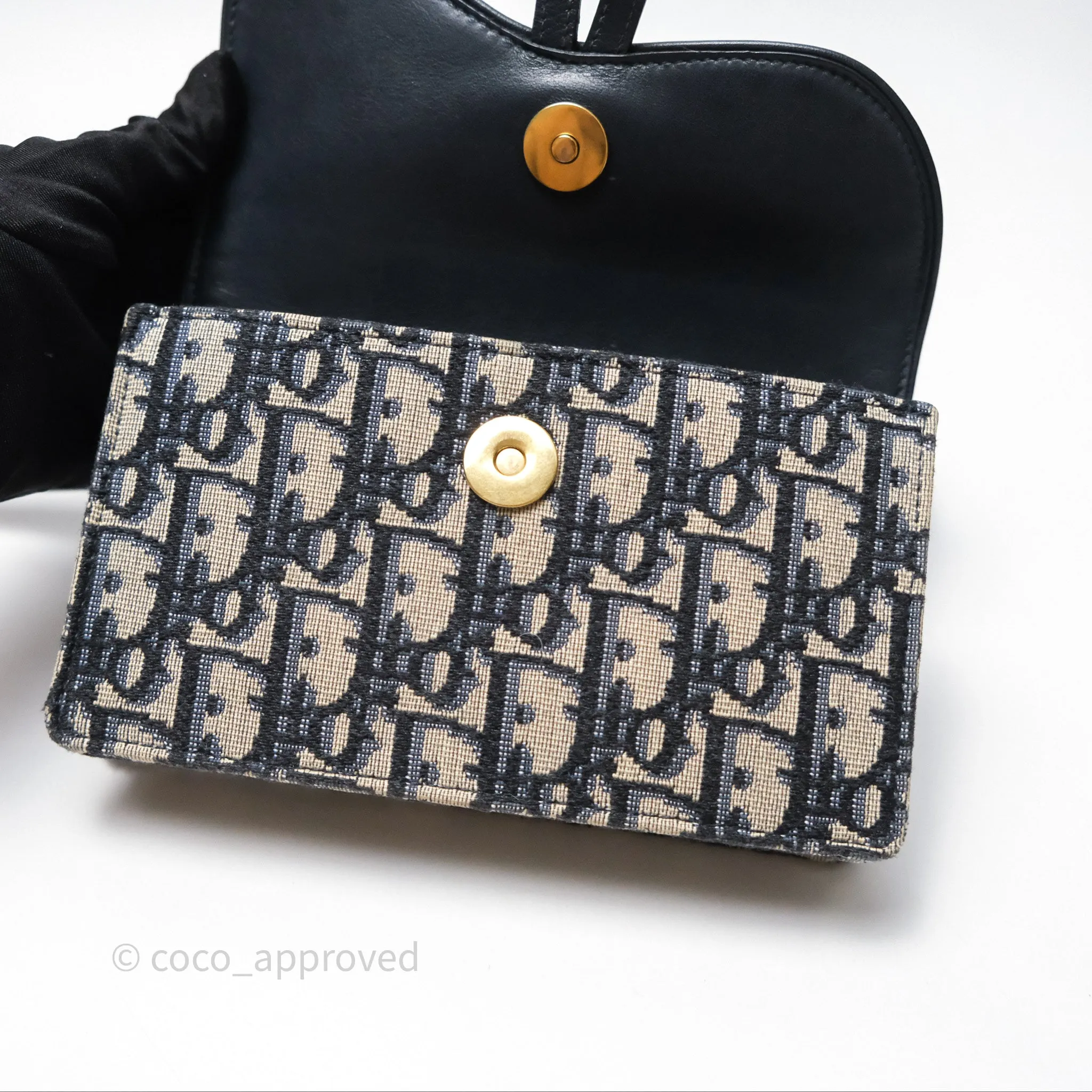 Christian Dior Blue Dior Oblique Jacquard Saddle Belt Pouch