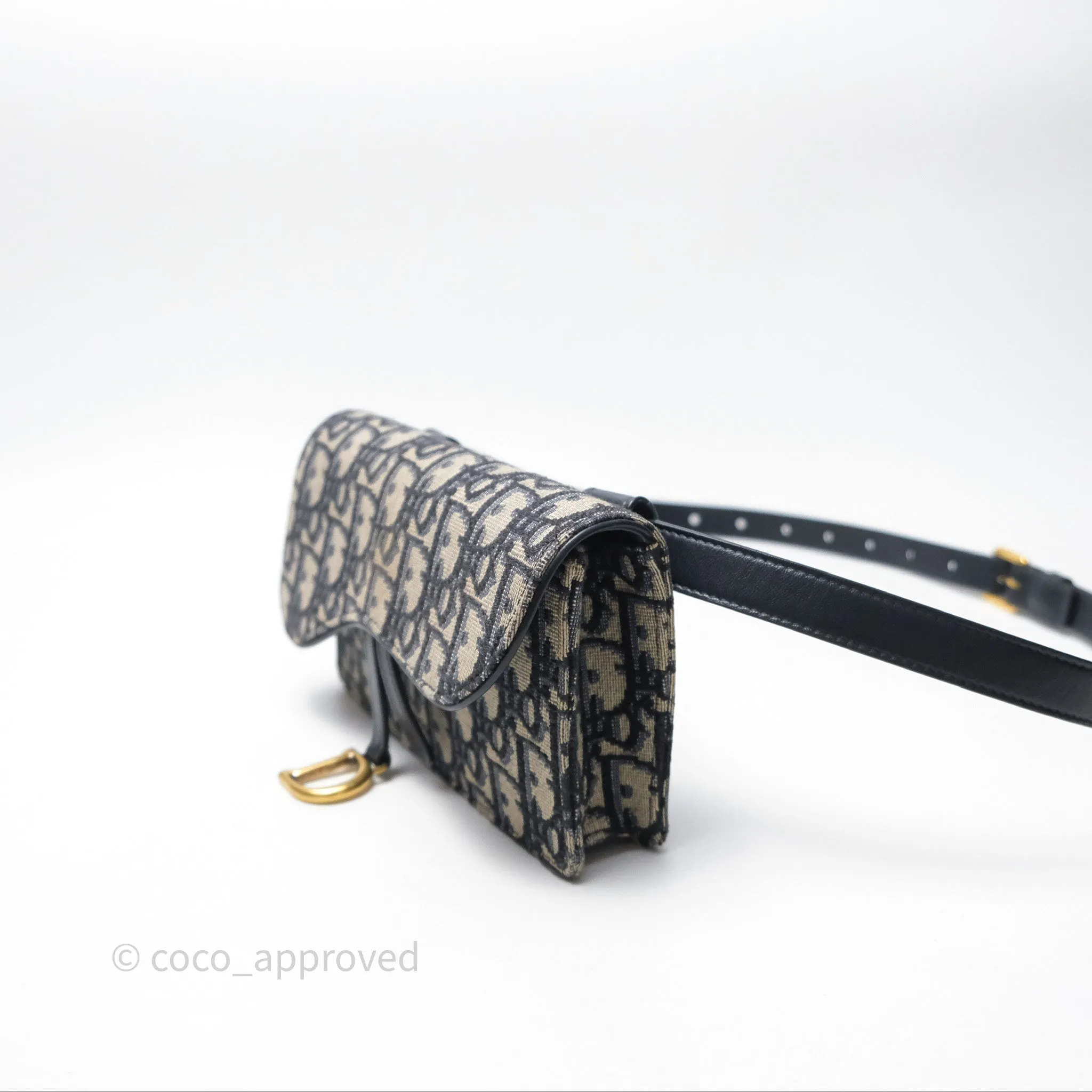 Christian Dior Blue Dior Oblique Jacquard Saddle Belt Pouch