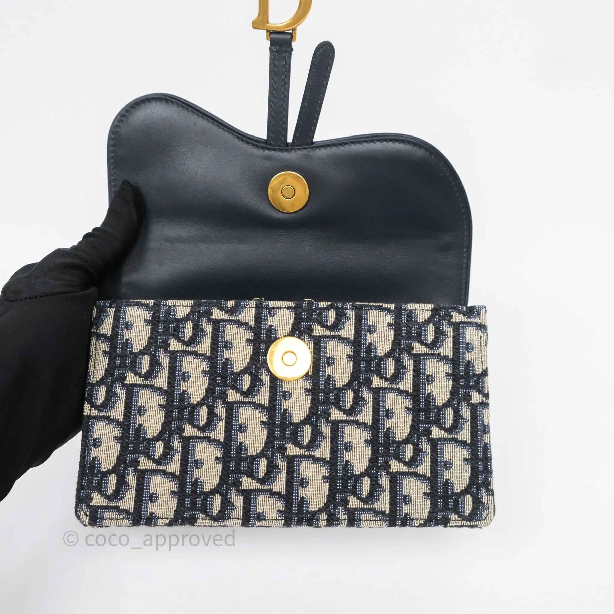 Christian Dior Blue Dior Oblique Jacquard Saddle Belt Pouch