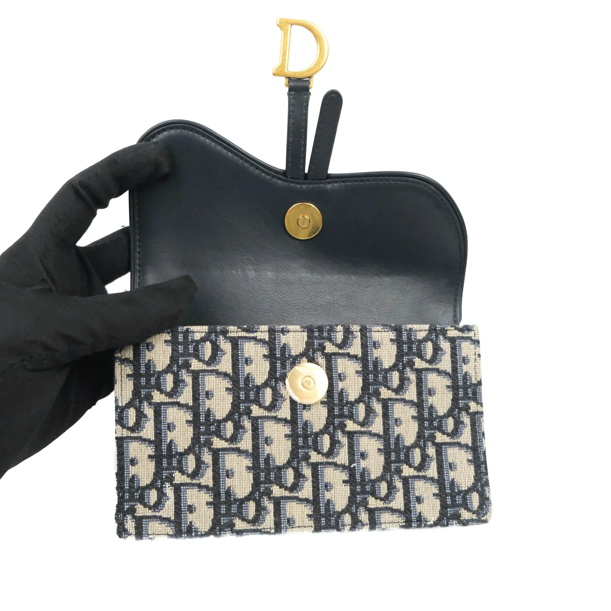 Christian Dior Blue Dior Oblique Jacquard Saddle Belt Pouch
