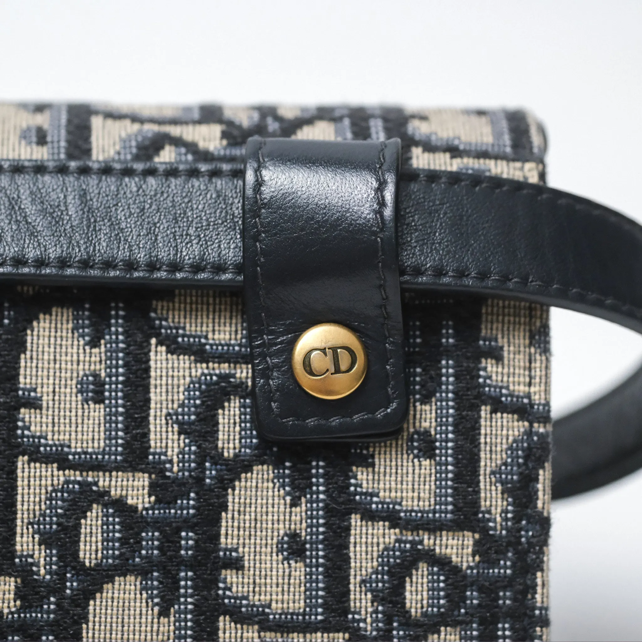 Christian Dior Blue Dior Oblique Jacquard Saddle Belt Pouch