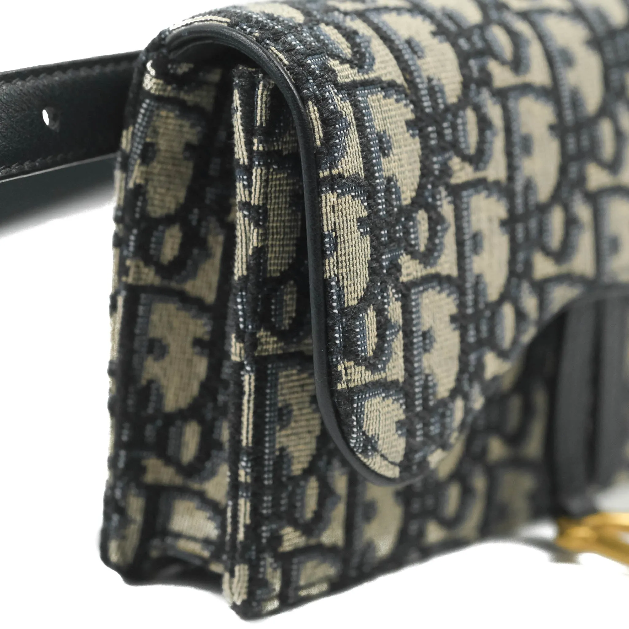 Christian Dior Blue Dior Oblique Jacquard Saddle Belt Pouch