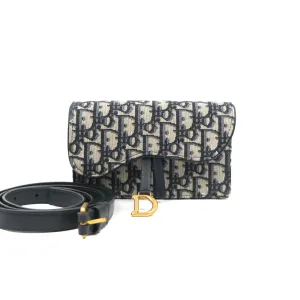 Christian Dior Blue Dior Oblique Jacquard Saddle Belt Pouch