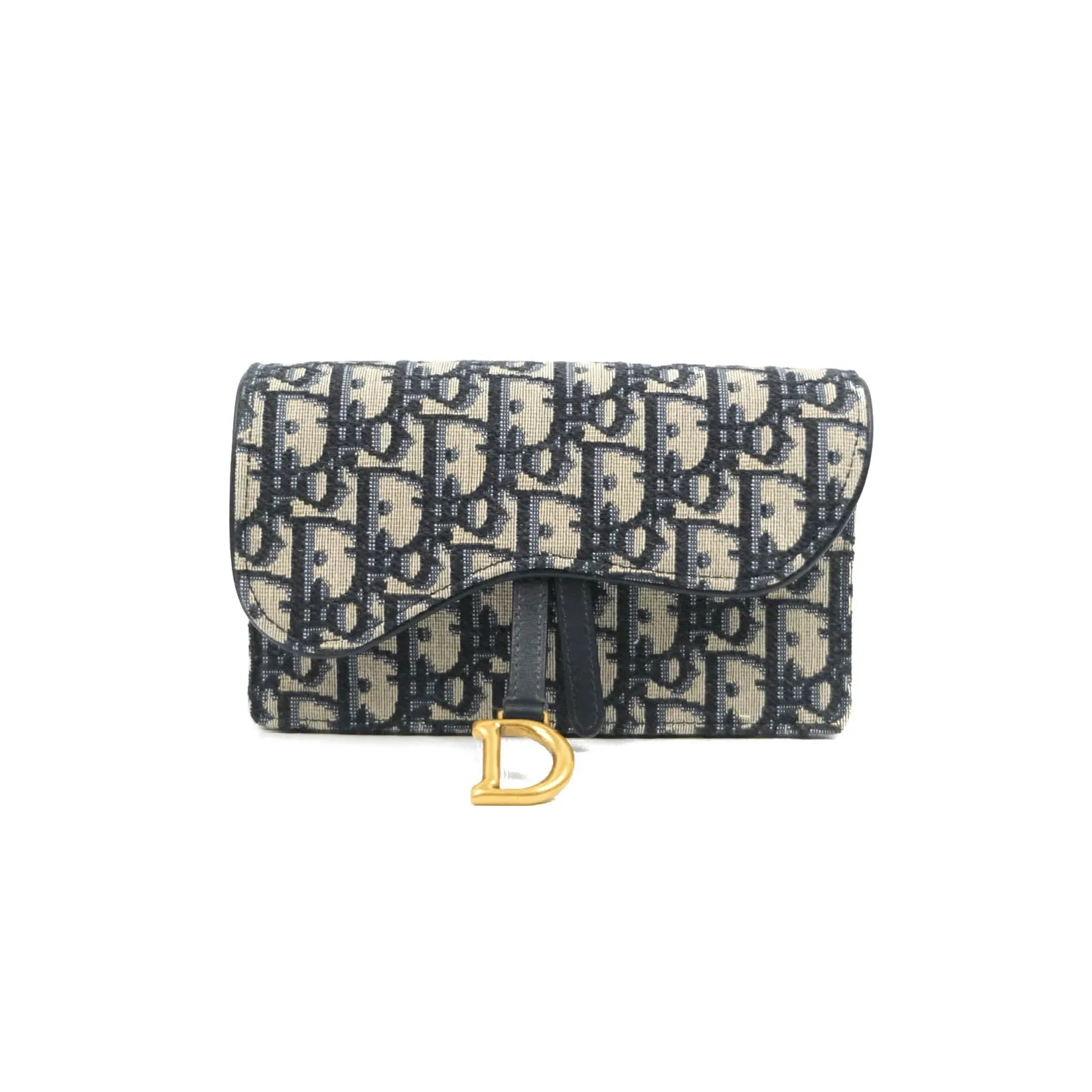 Christian Dior Blue Dior Oblique Jacquard Saddle Belt Pouch