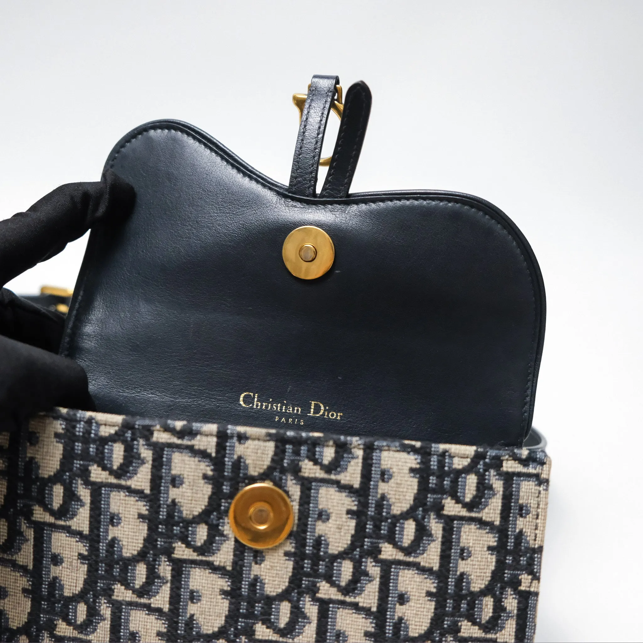 Christian Dior Blue Dior Oblique Jacquard Saddle Belt Pouch