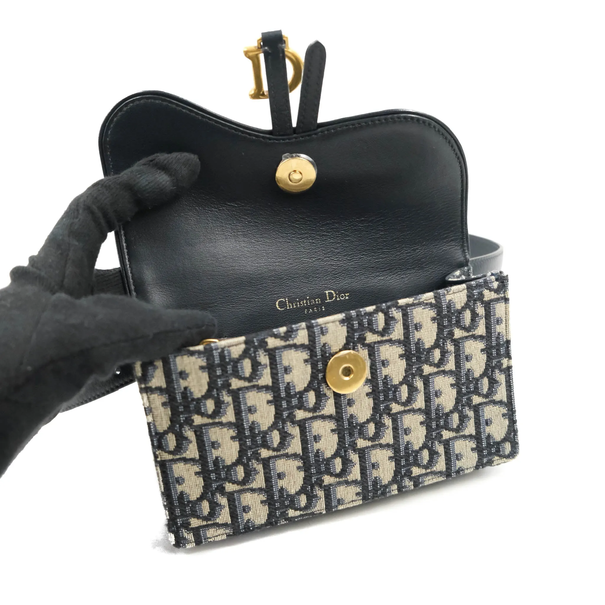 Christian Dior Blue Dior Oblique Jacquard Saddle Belt Pouch