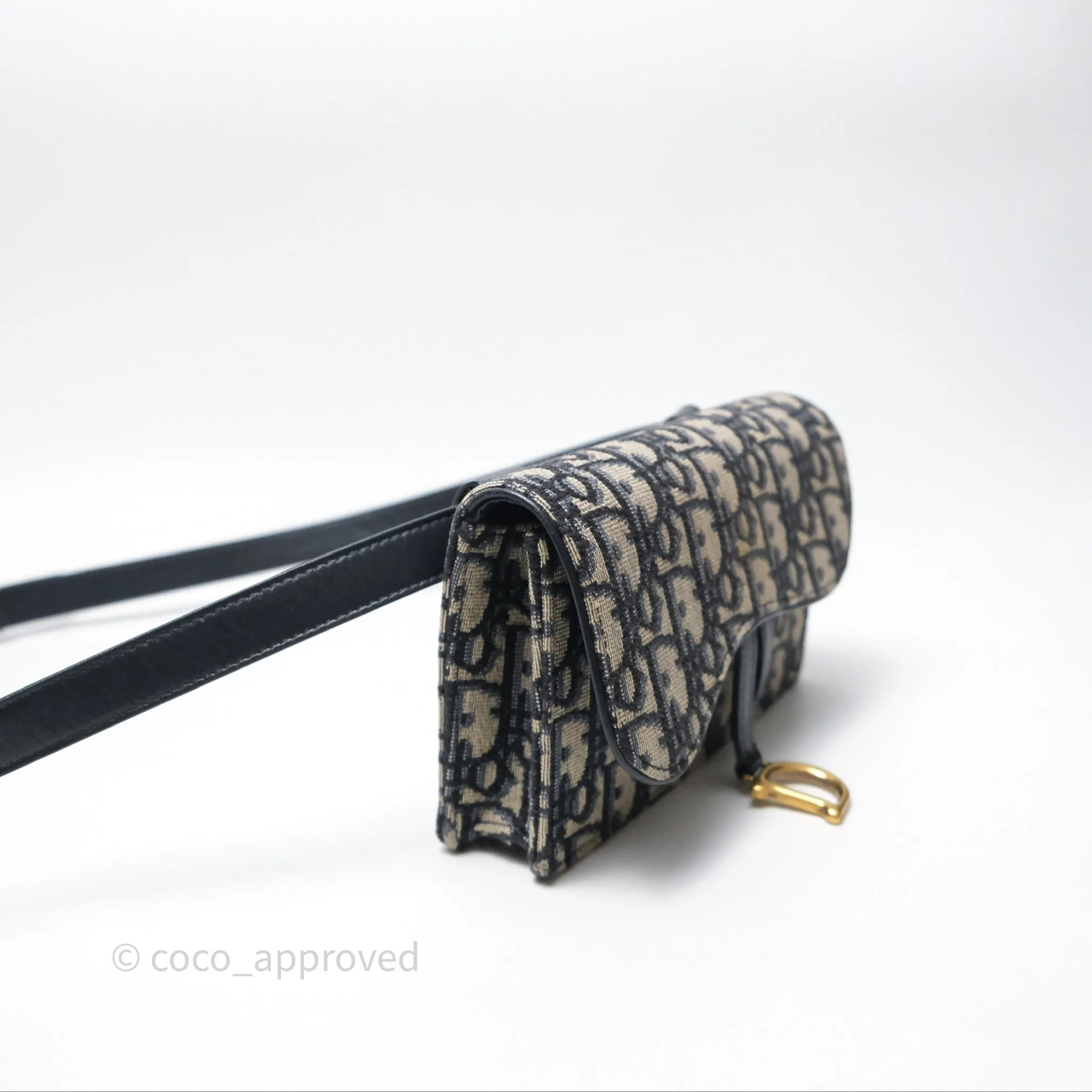 Christian Dior Blue Dior Oblique Jacquard Saddle Belt Pouch