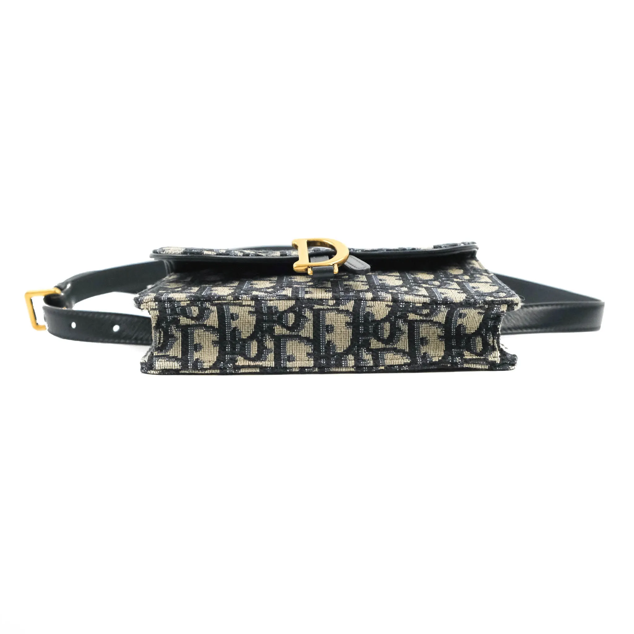 Christian Dior Blue Dior Oblique Jacquard Saddle Belt Pouch