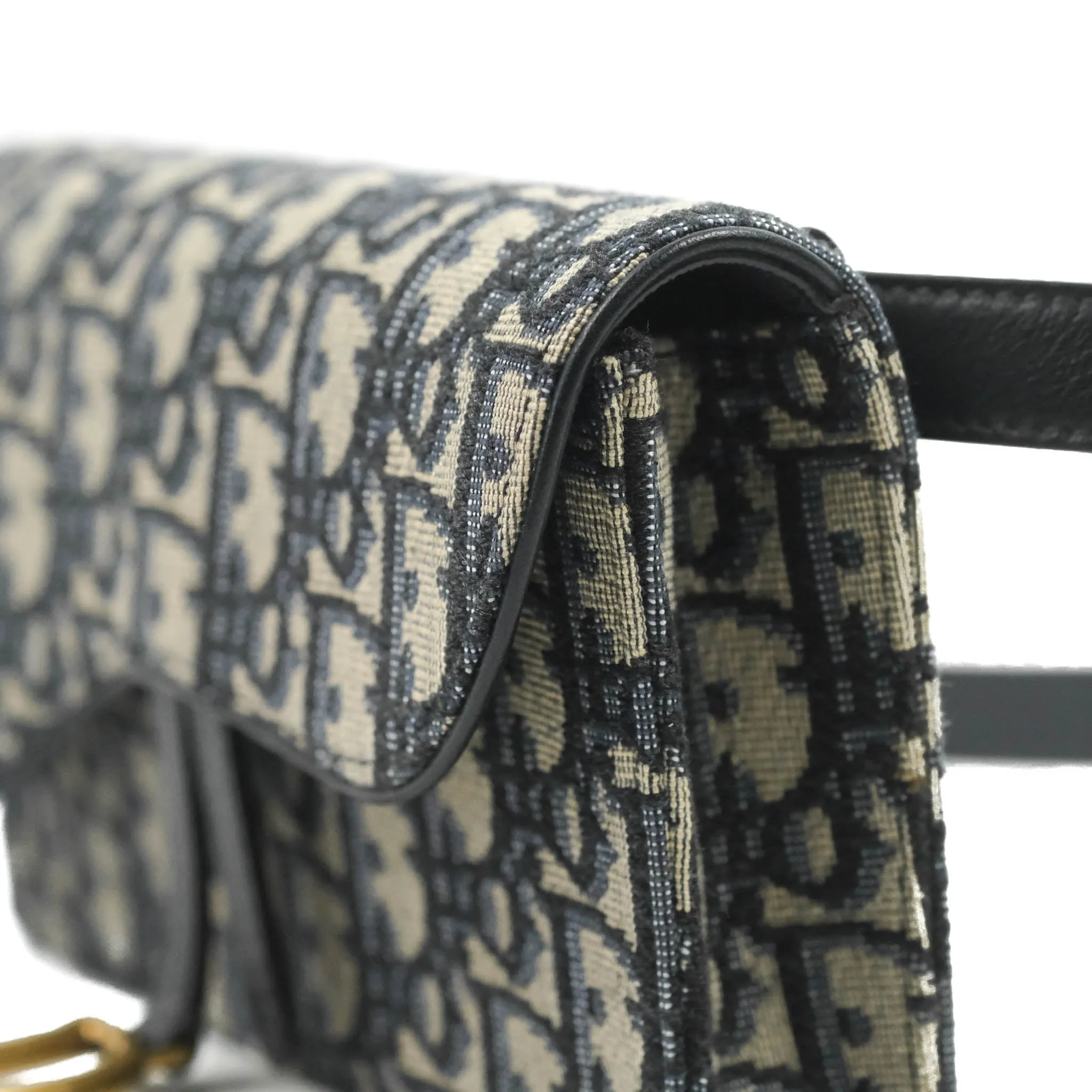 Christian Dior Blue Dior Oblique Jacquard Saddle Belt Pouch