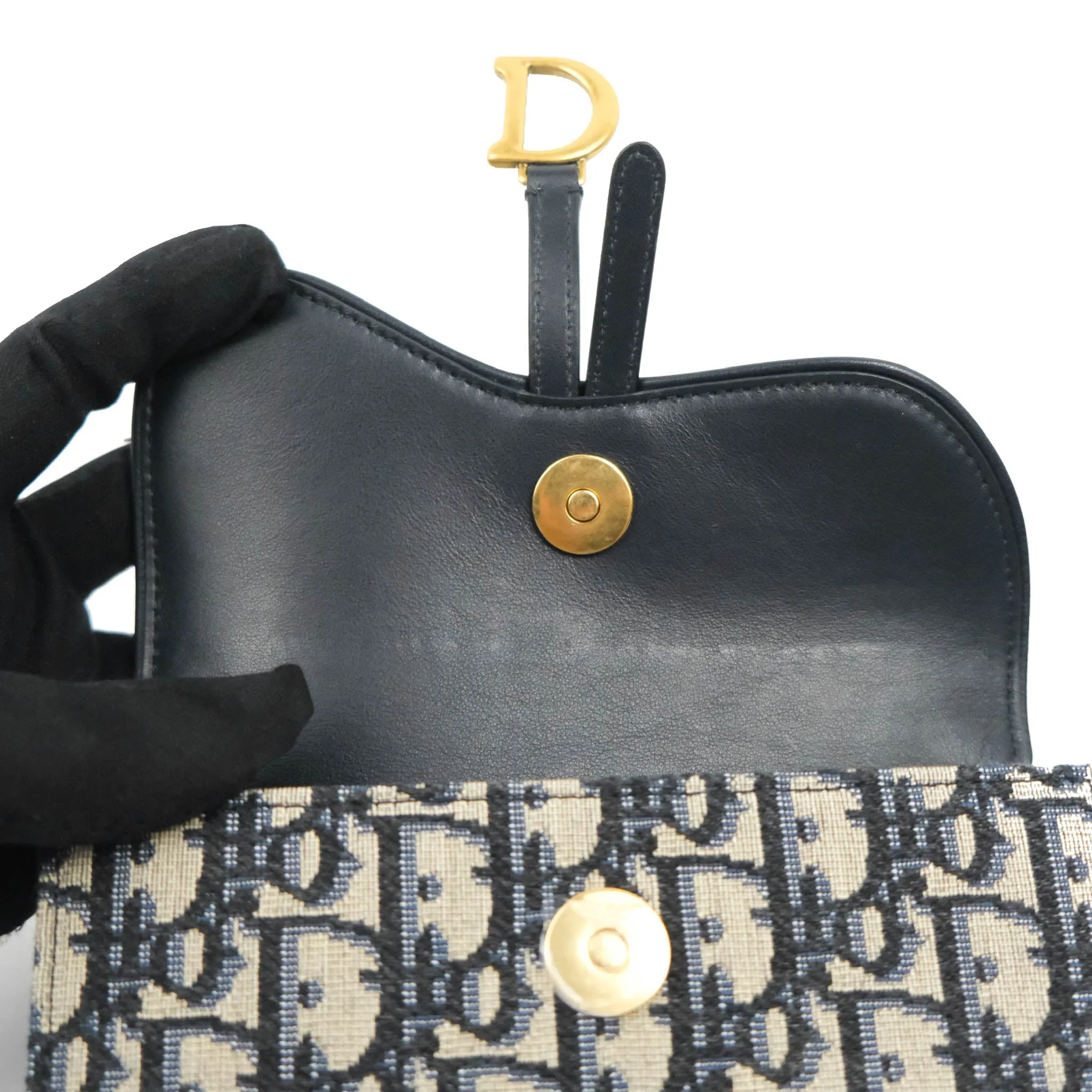Christian Dior Blue Dior Oblique Jacquard Saddle Belt Pouch