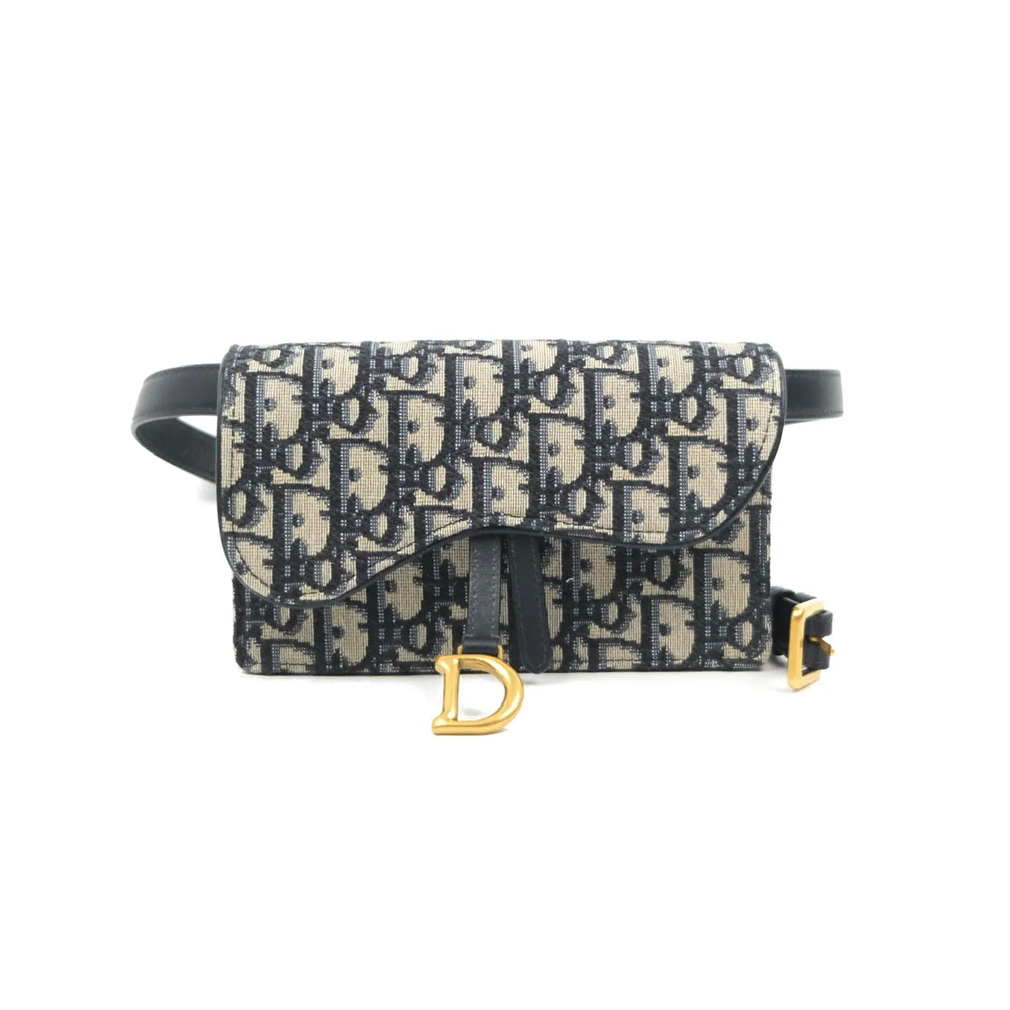 Christian Dior Blue Dior Oblique Jacquard Saddle Belt Pouch
