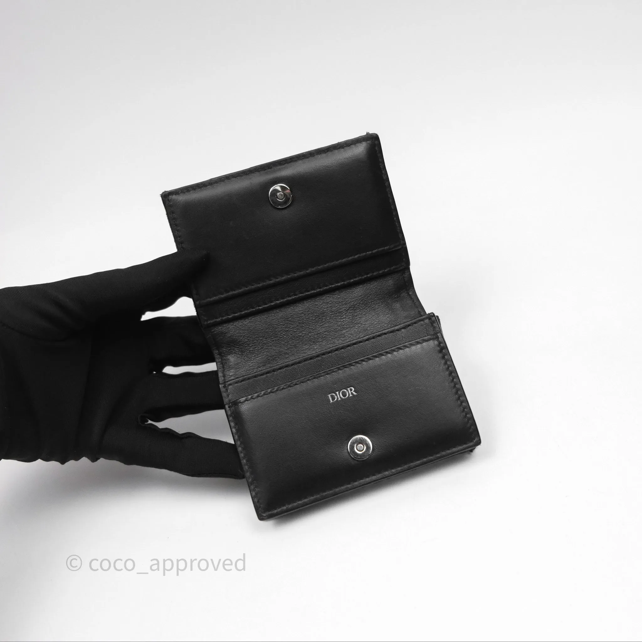 Christian Dior Business Card Holder Black Dior Oblique Jacquard