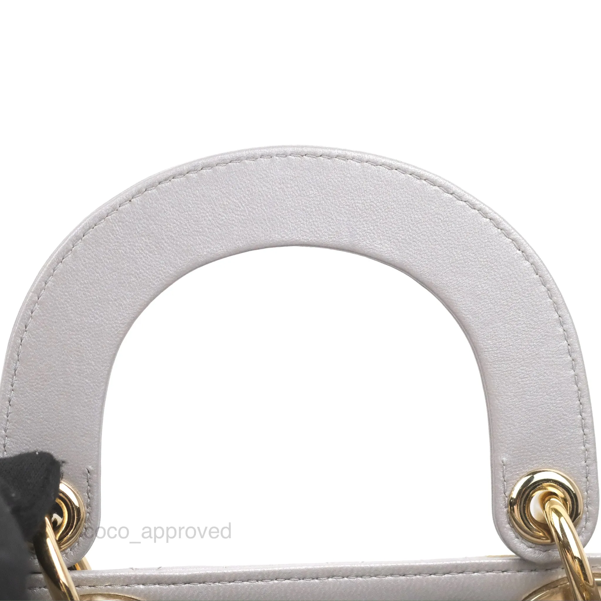 Christian Dior Calfskin Cannage Mini Lady Dior Grey Gold Hardware