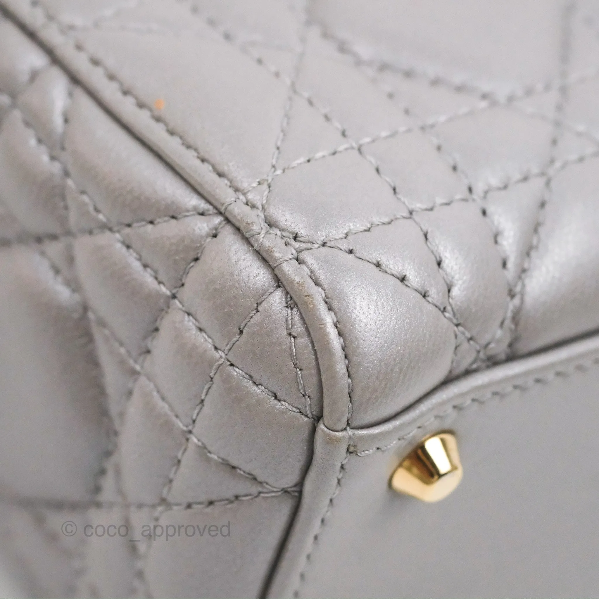Christian Dior Calfskin Cannage Mini Lady Dior Grey Gold Hardware