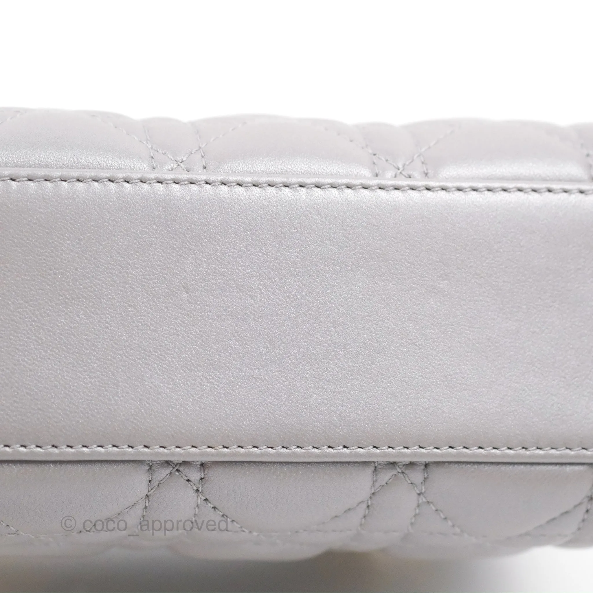 Christian Dior Calfskin Cannage Mini Lady Dior Grey Gold Hardware