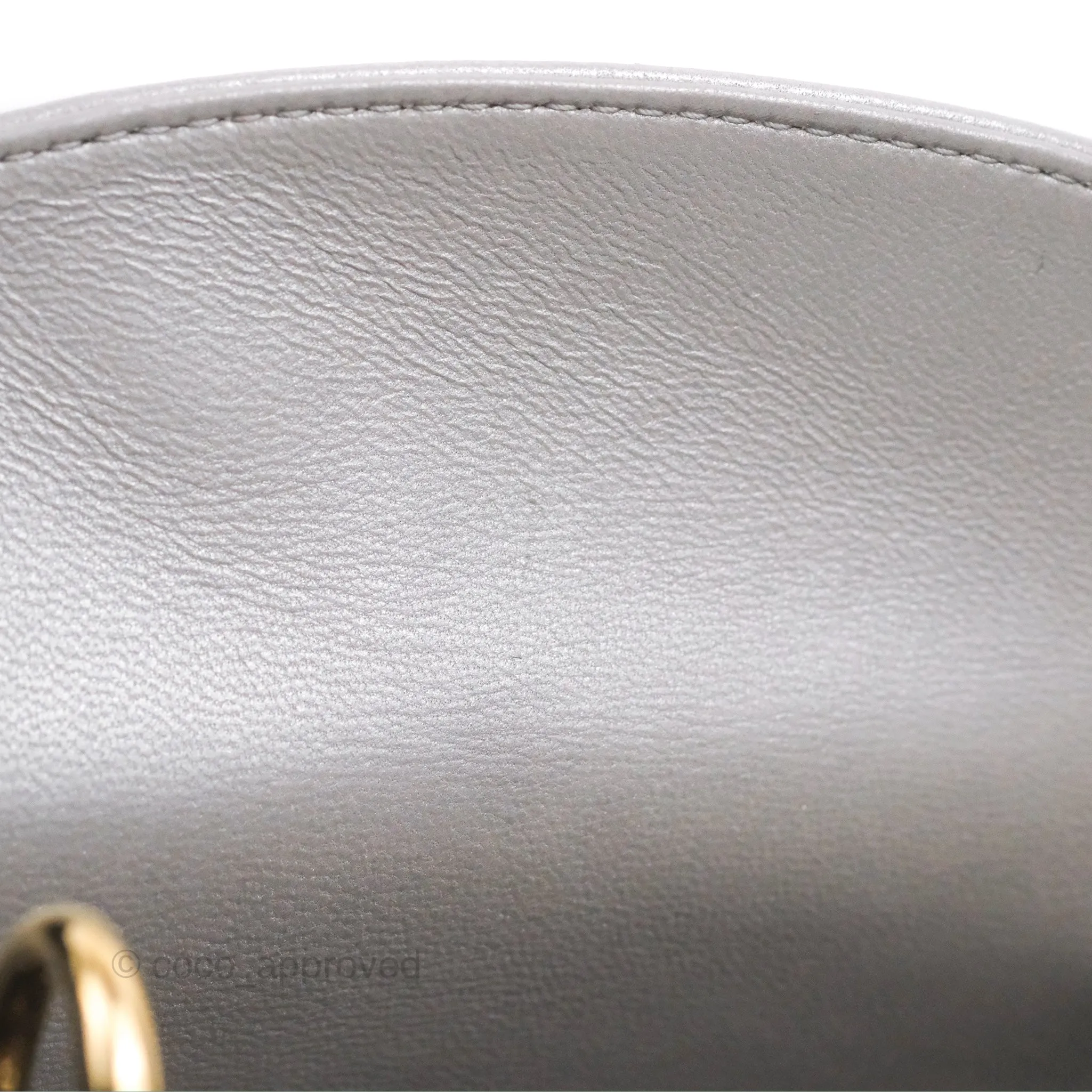Christian Dior Calfskin Cannage Mini Lady Dior Grey Gold Hardware